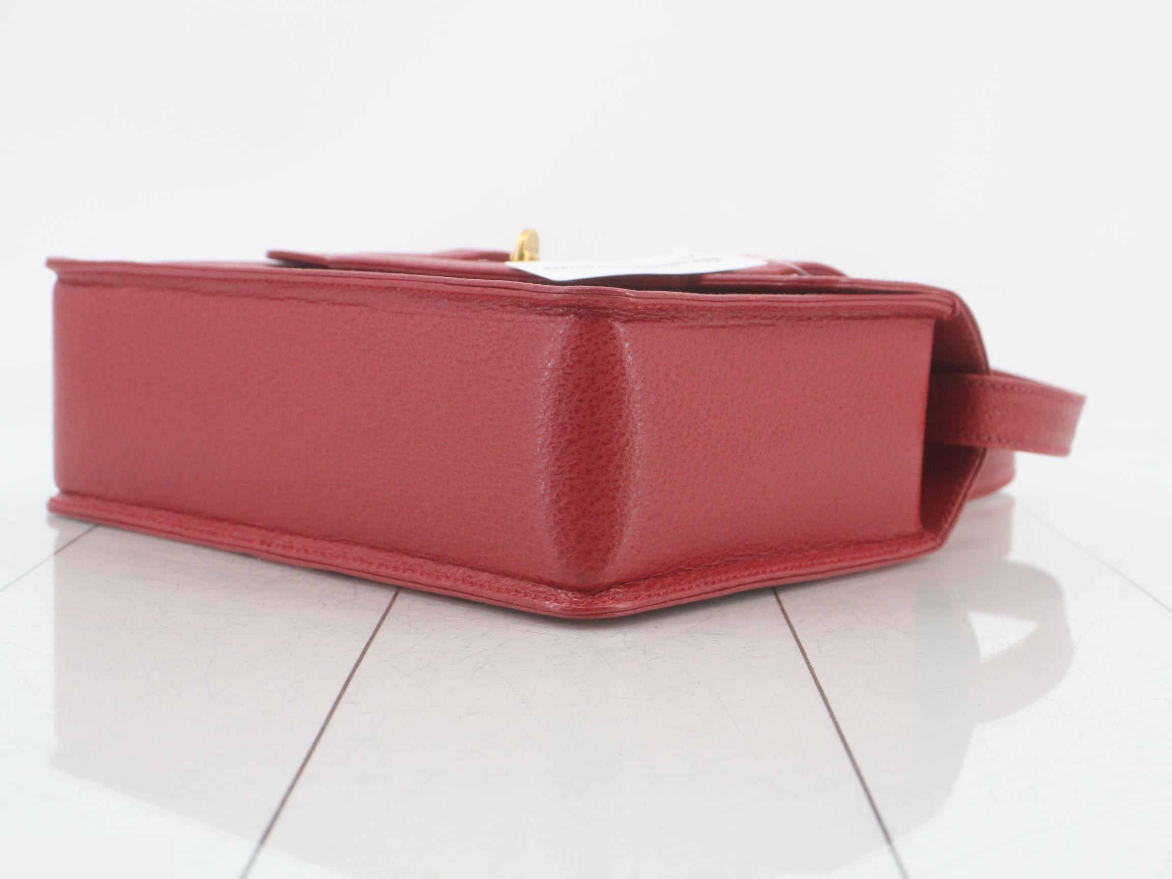 Bamboo Turnlock 2-Way Handbag, Red — view 6