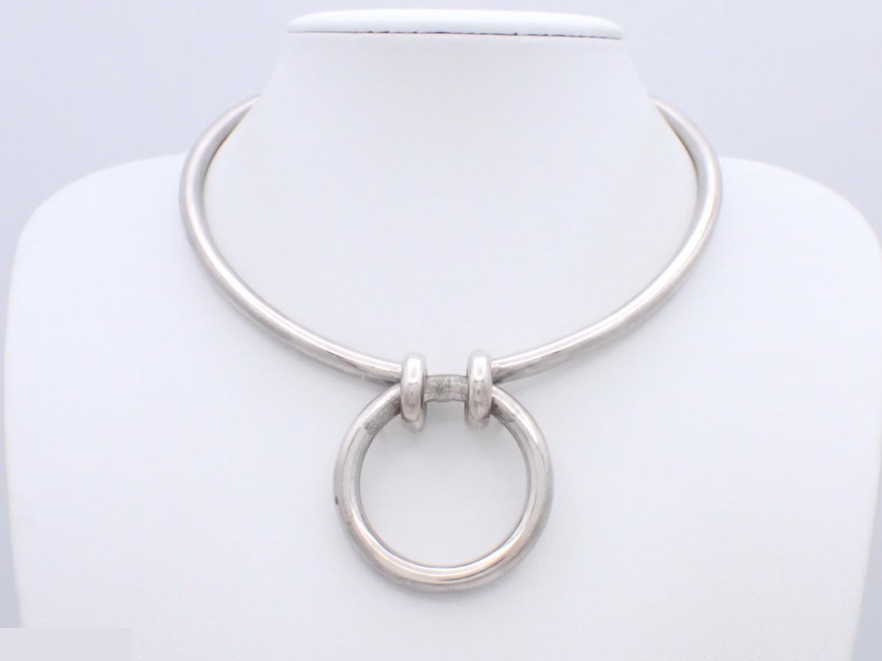 Vintage choker necklace, crab engraving, SV800 / 130.0g — view 3