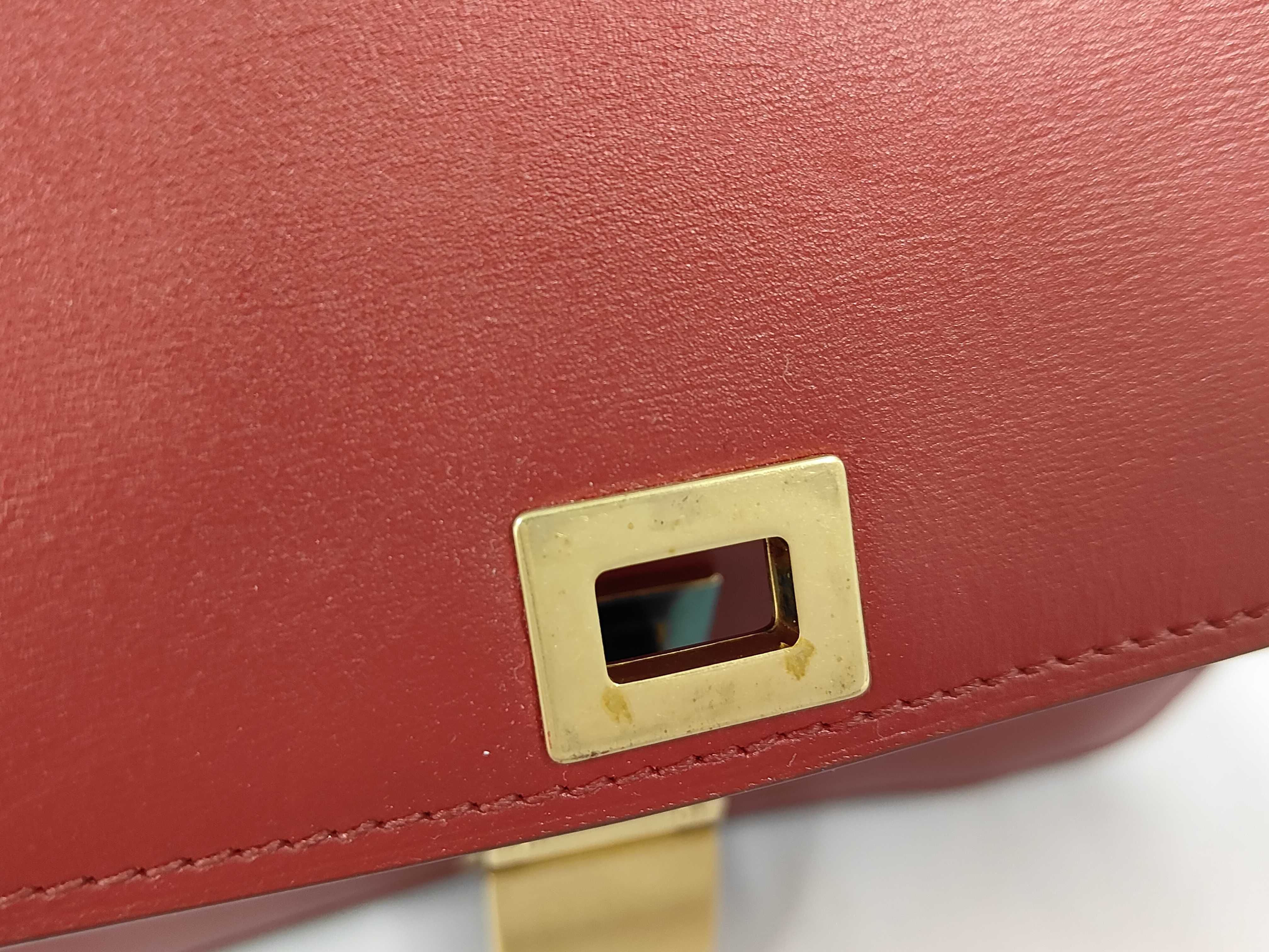 Classic Box Small Leather Shoulder Bag (Red) — view 10