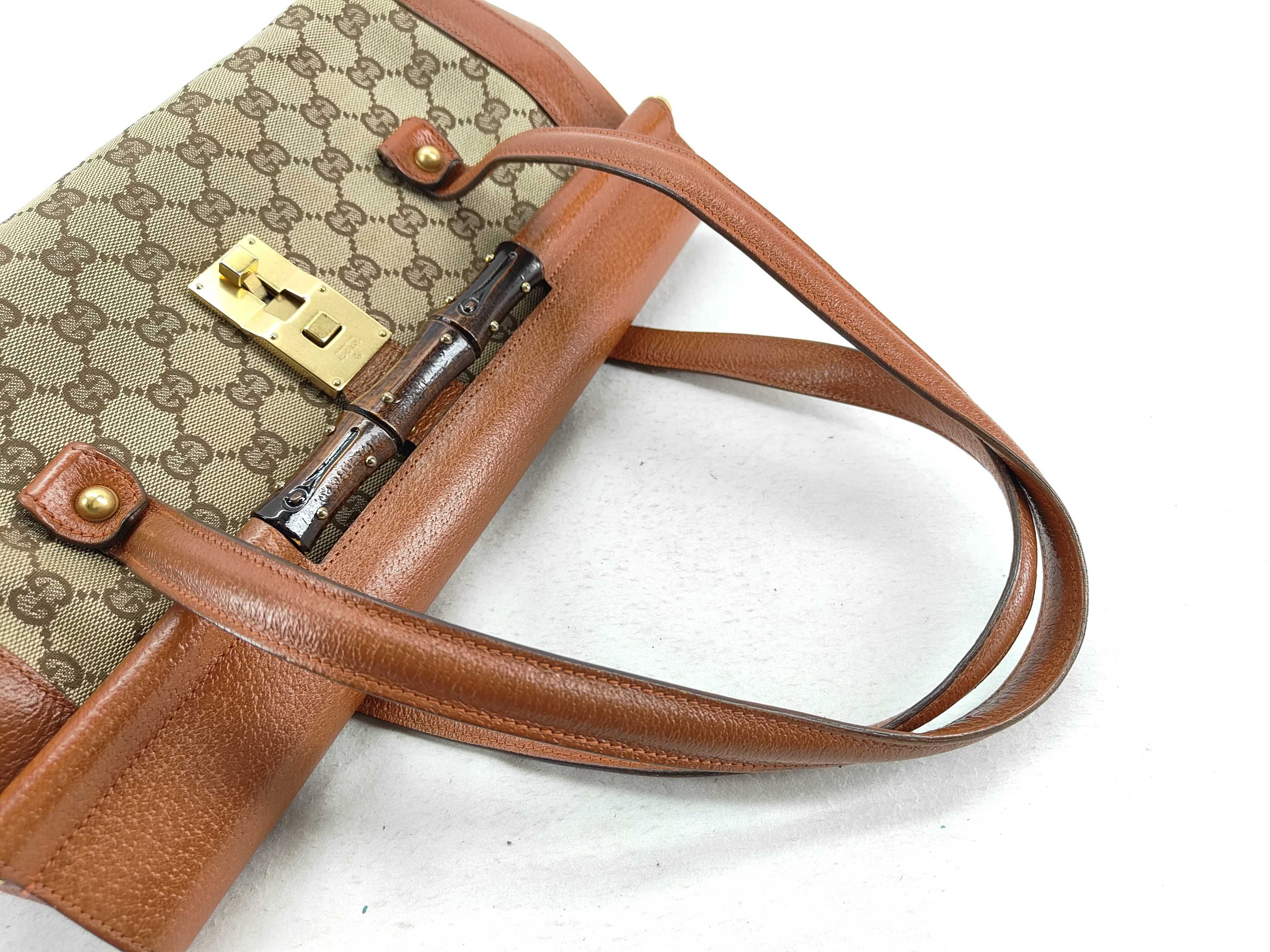 GG Canvas Orange GG Canvas Bamboo Clasp Cylinder Top Handle Bag Shoulder Bag — view 3