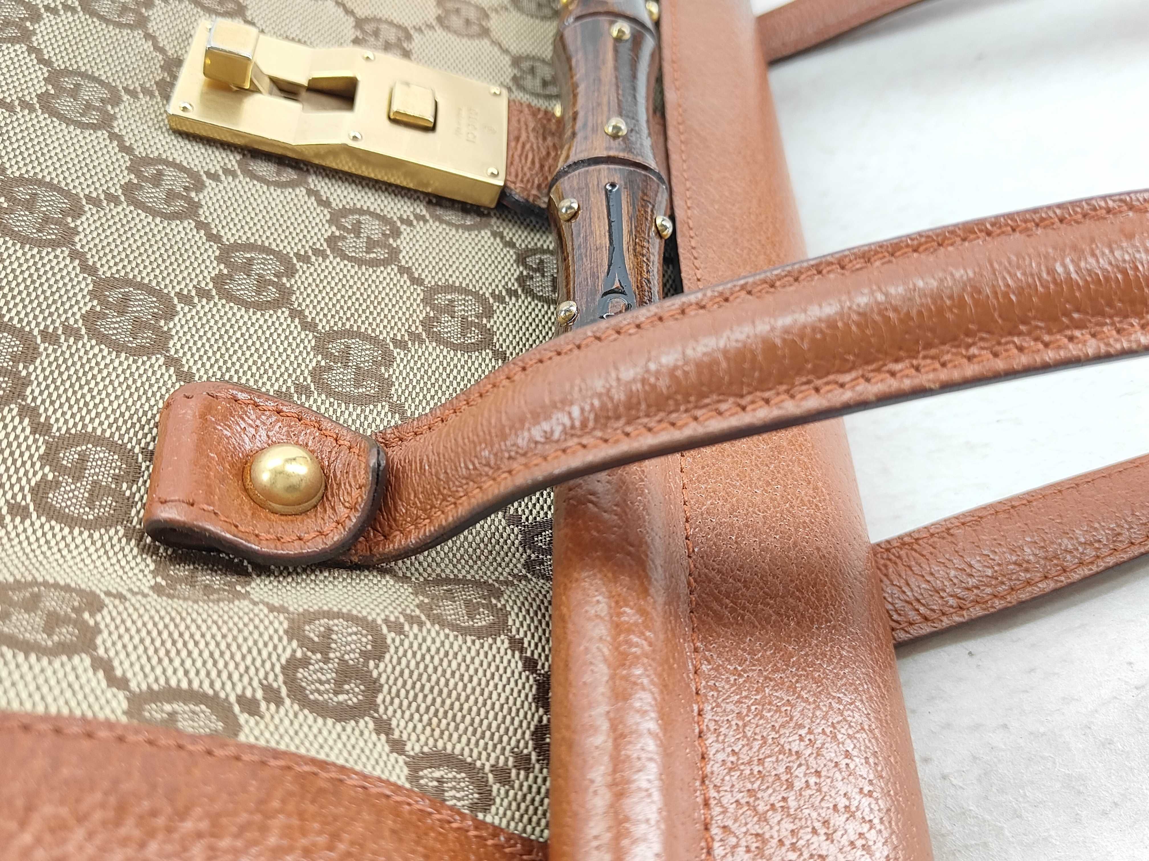 GG Canvas Orange GG Canvas Bamboo Clasp Cylinder Top Handle Bag Shoulder Bag — view 5