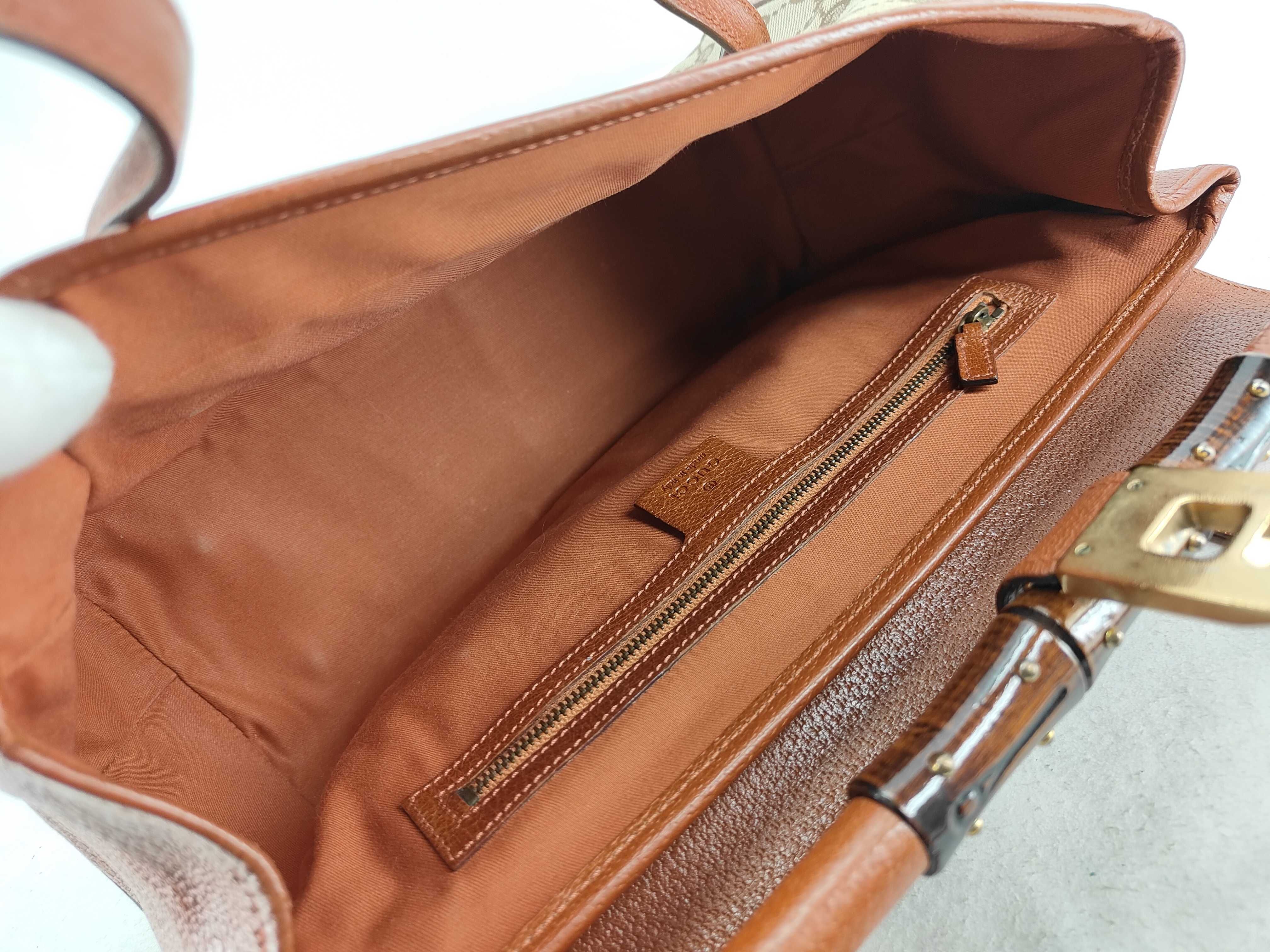 GG Canvas Orange GG Canvas Bamboo Clasp Cylinder Top Handle Bag Shoulder Bag — view 8