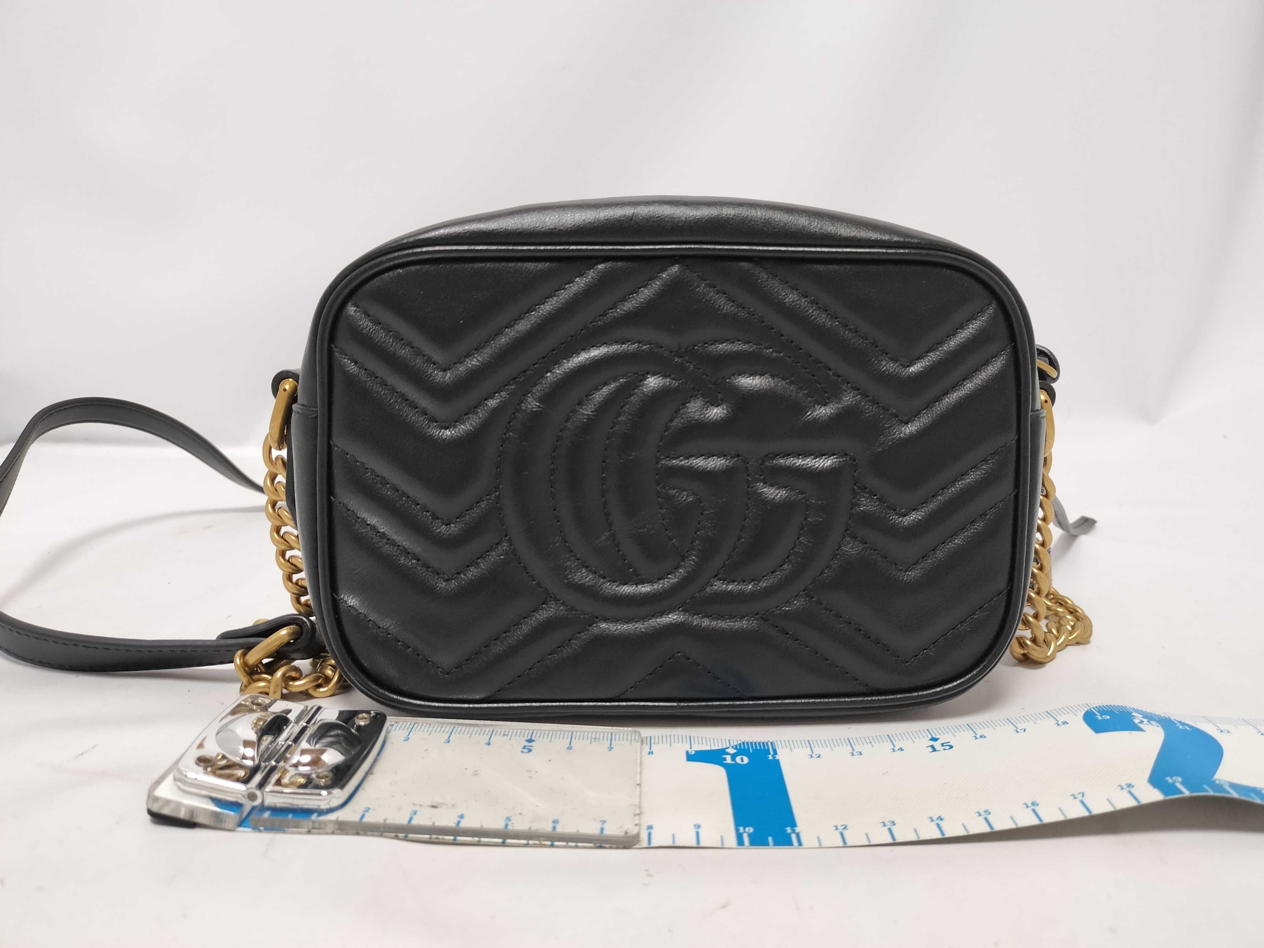 GG Marmont Leather Chain Shoulder Bag, Black, 448065 (Shoulder Bag) — view 2