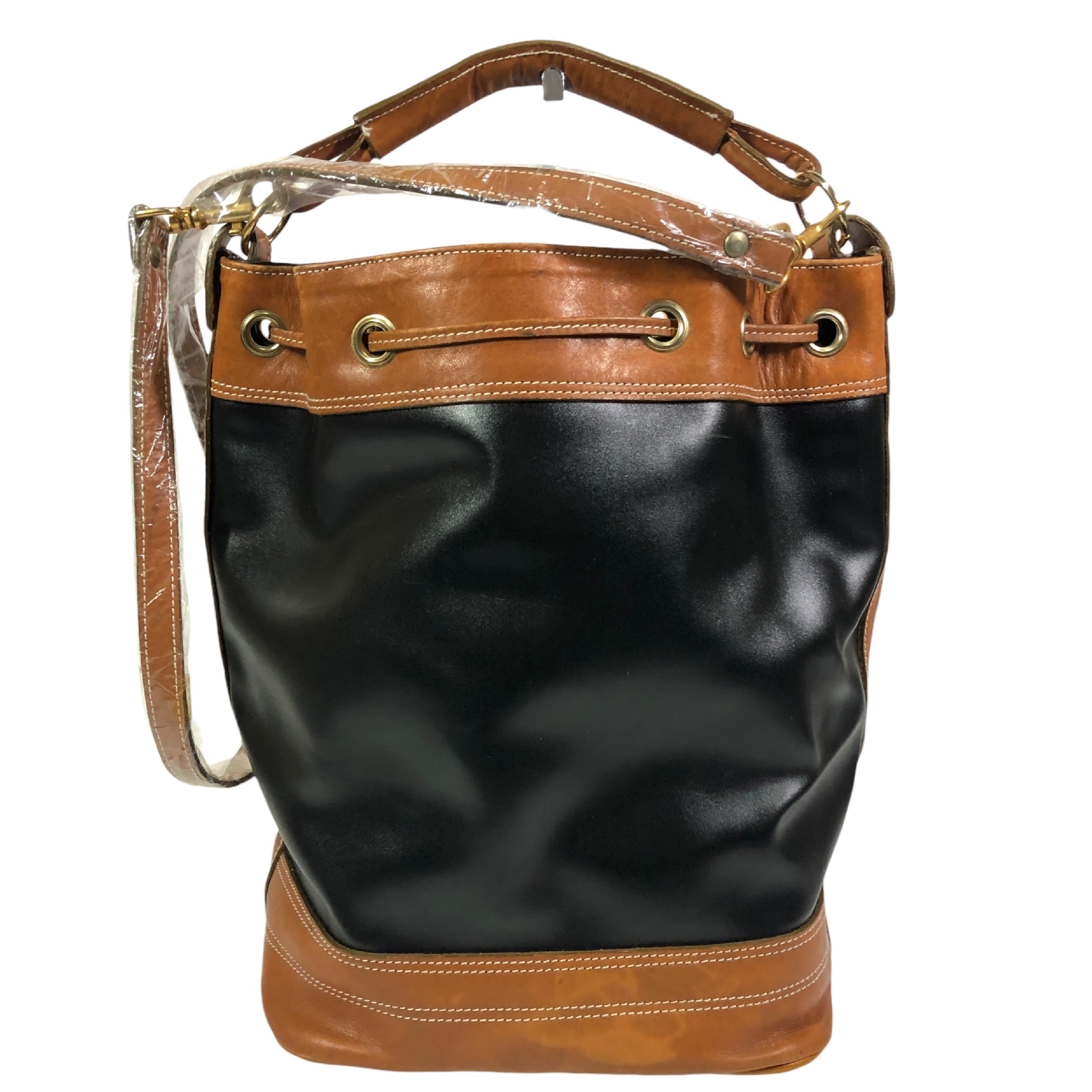 motif drawstring 2-way leather shoulder bag — view 3
