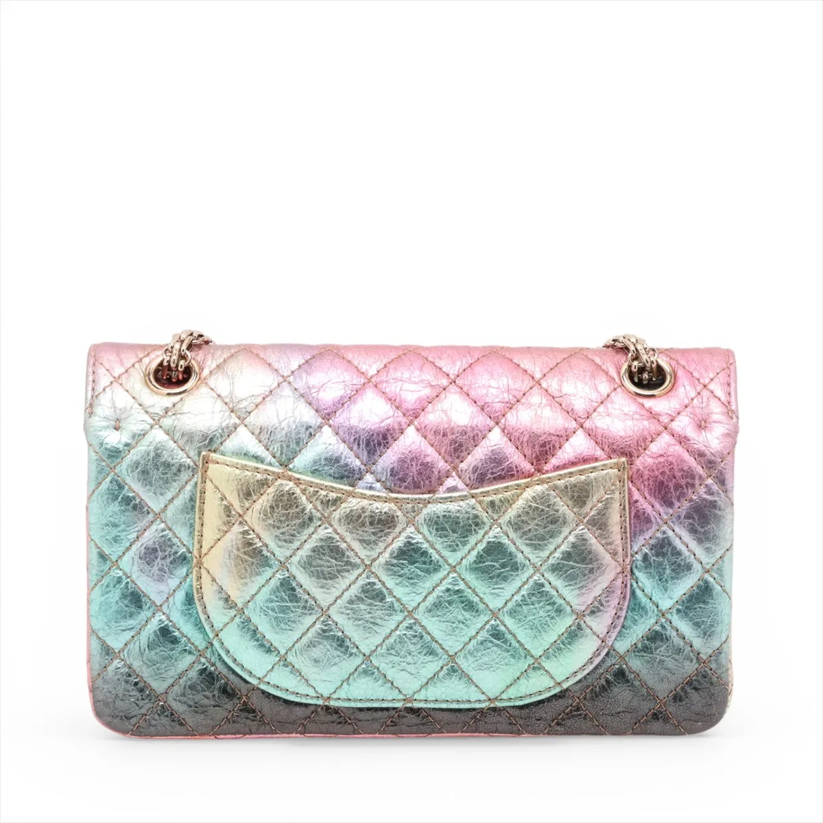 Matelassé 2.55 Vintage Calf Double Flap Double Chain Bag, Multicolor, Gold Hardware, 30503088 (Serial Number in the 30s), A37586 — view 2