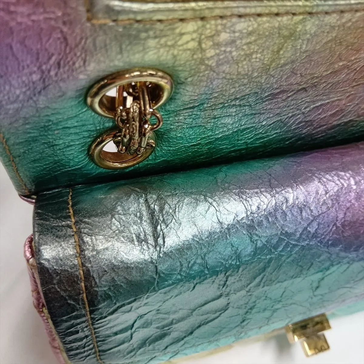Matelassé 2.55 Vintage Calf Double Flap Double Chain Bag, Multicolor, Gold Hardware, 30503088 (Serial Number in the 30s), A37586 — view 14