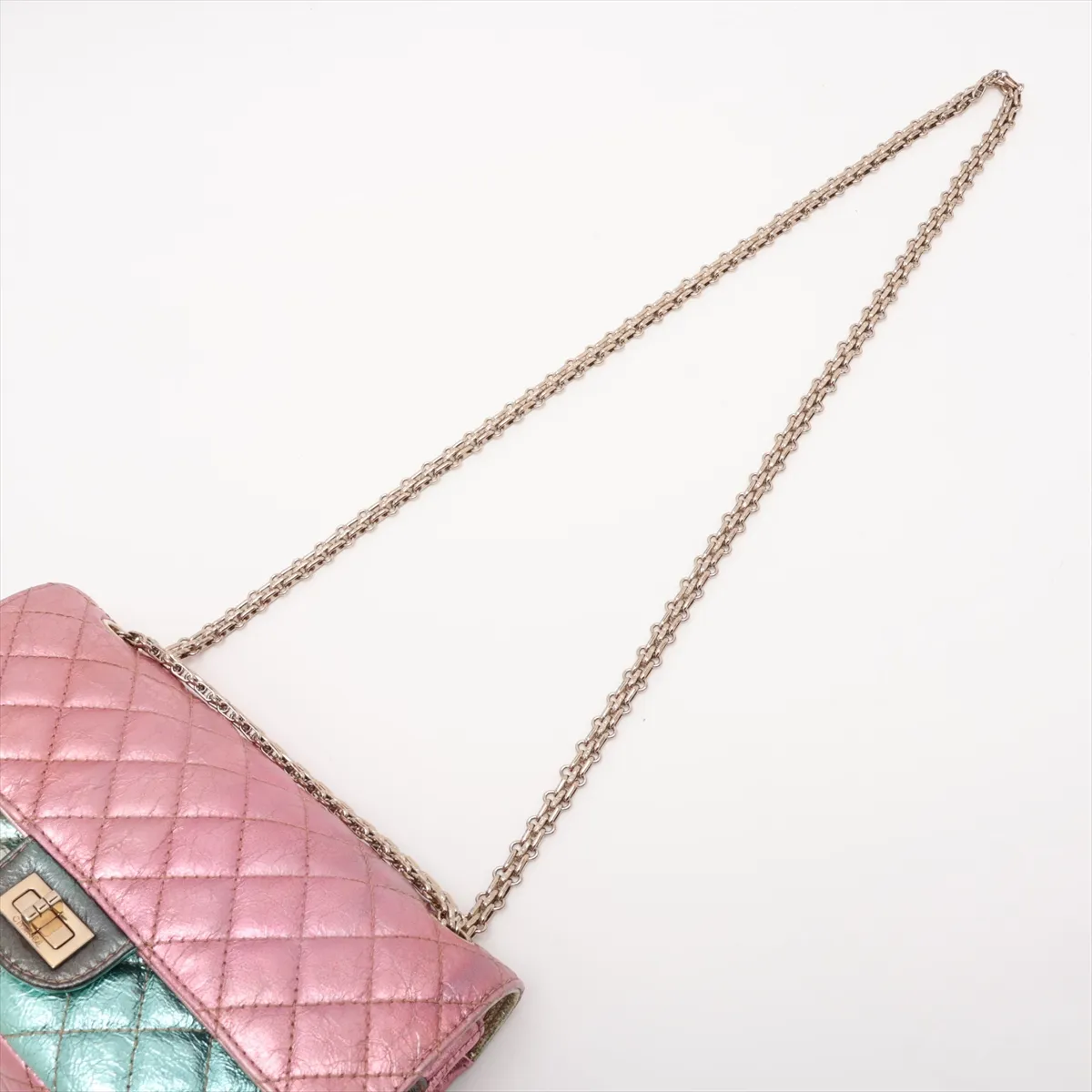 Matelassé 2.55 Vintage Calf Double Flap Double Chain Bag, Multicolor, Gold Hardware, 30503088 (Serial Number in the 30s), A37586 — view 5