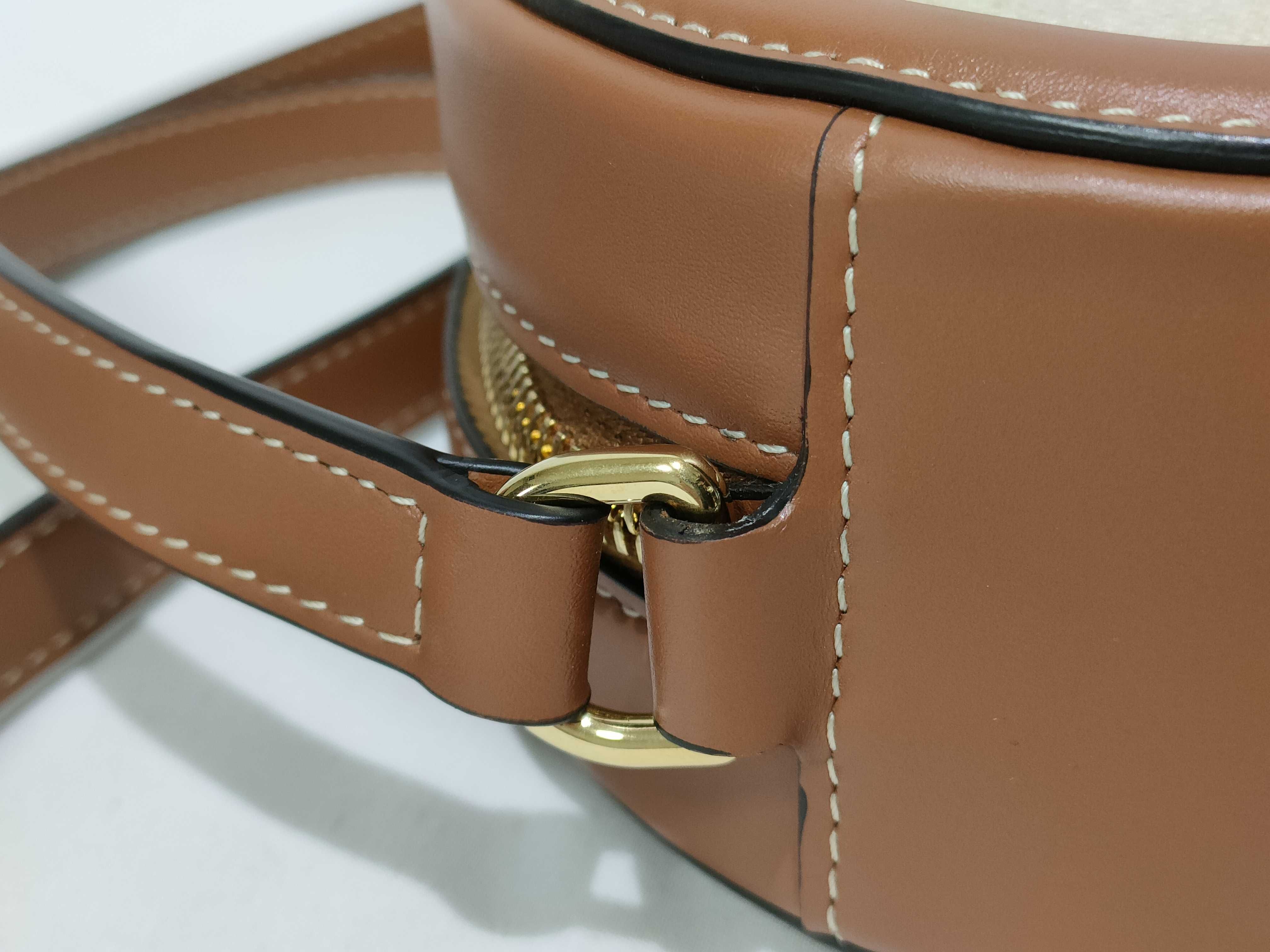 Oval Purse Cuir Triomphe Canvas Calfskin Natural Tan 198602EFL Shoulder Bag — view 5