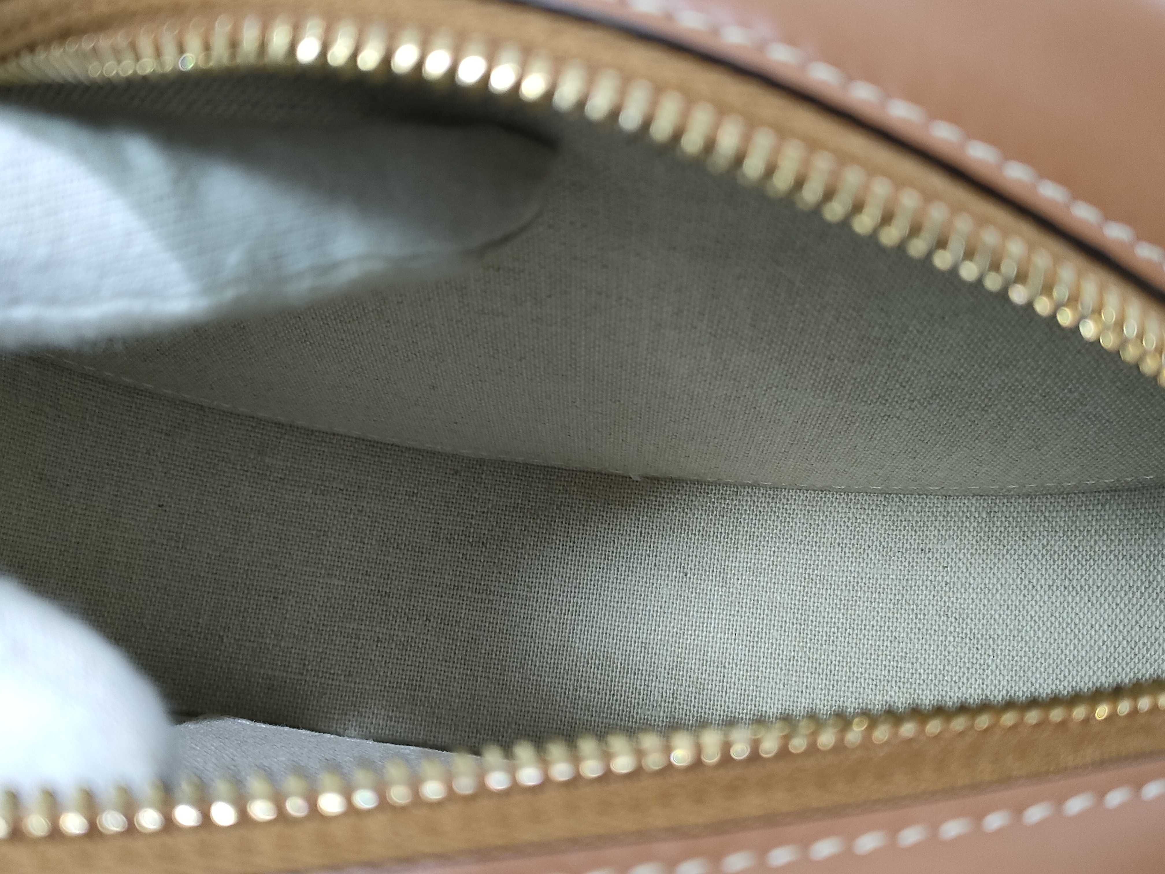 Oval Purse Cuir Triomphe Canvas Calfskin Natural Tan 198602EFL Shoulder Bag — view 9