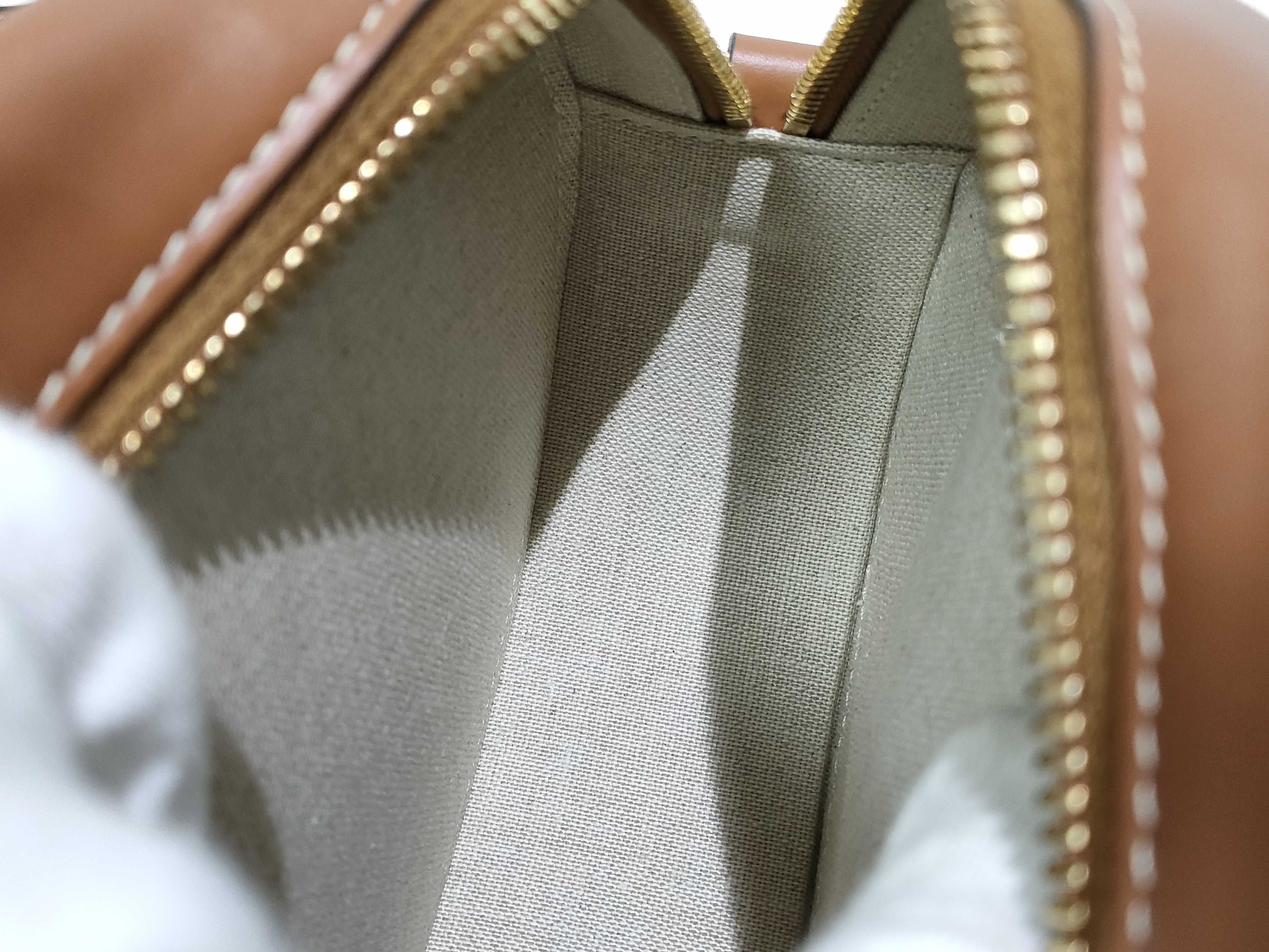 Oval Purse Cuir Triomphe Canvas Calfskin Natural Tan 198602EFL Shoulder Bag — view 10
