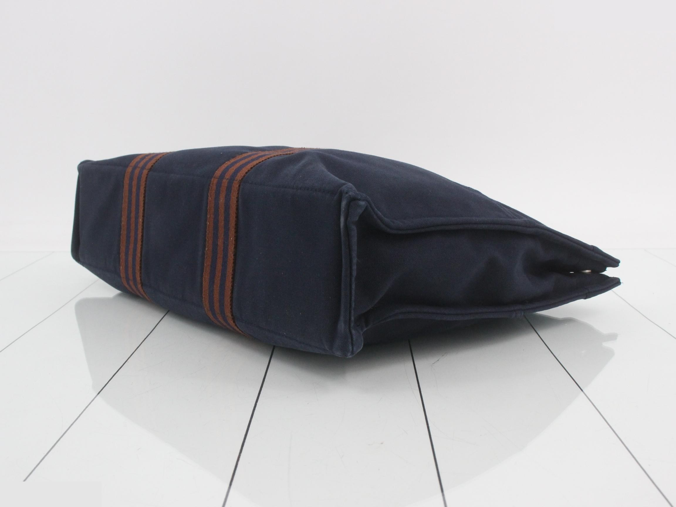 Fourre-Tout Tote MM Canvas SV Hardware Navy x Brown — view 6