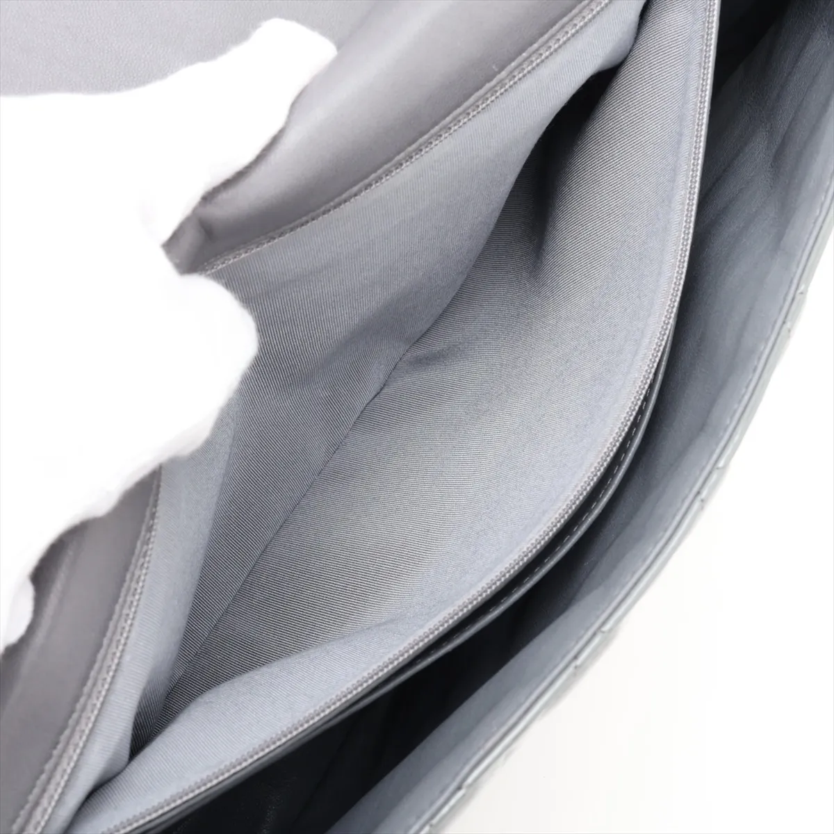 Large Matelassé 30 Patent Leather Single Flap Double Chain Bag, Gray with Gold Hardware, 13975132, Serial Number 13-series, A28600 — view 8