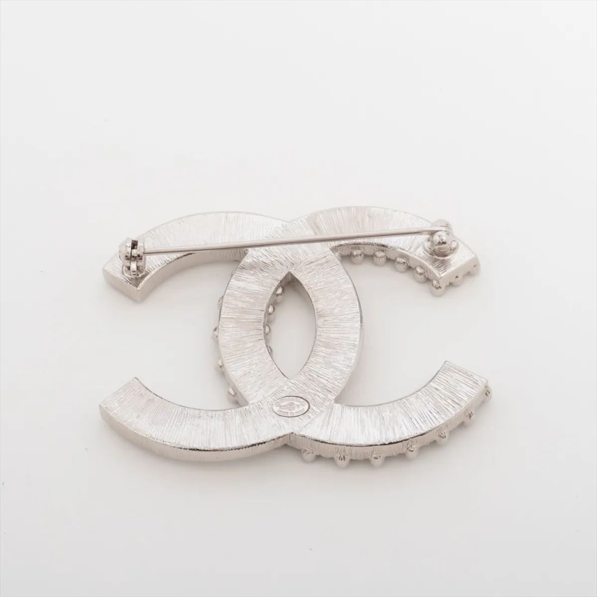 Coco Mark B20V Brooch, Metal x Rhinestone, Silver, — view 2