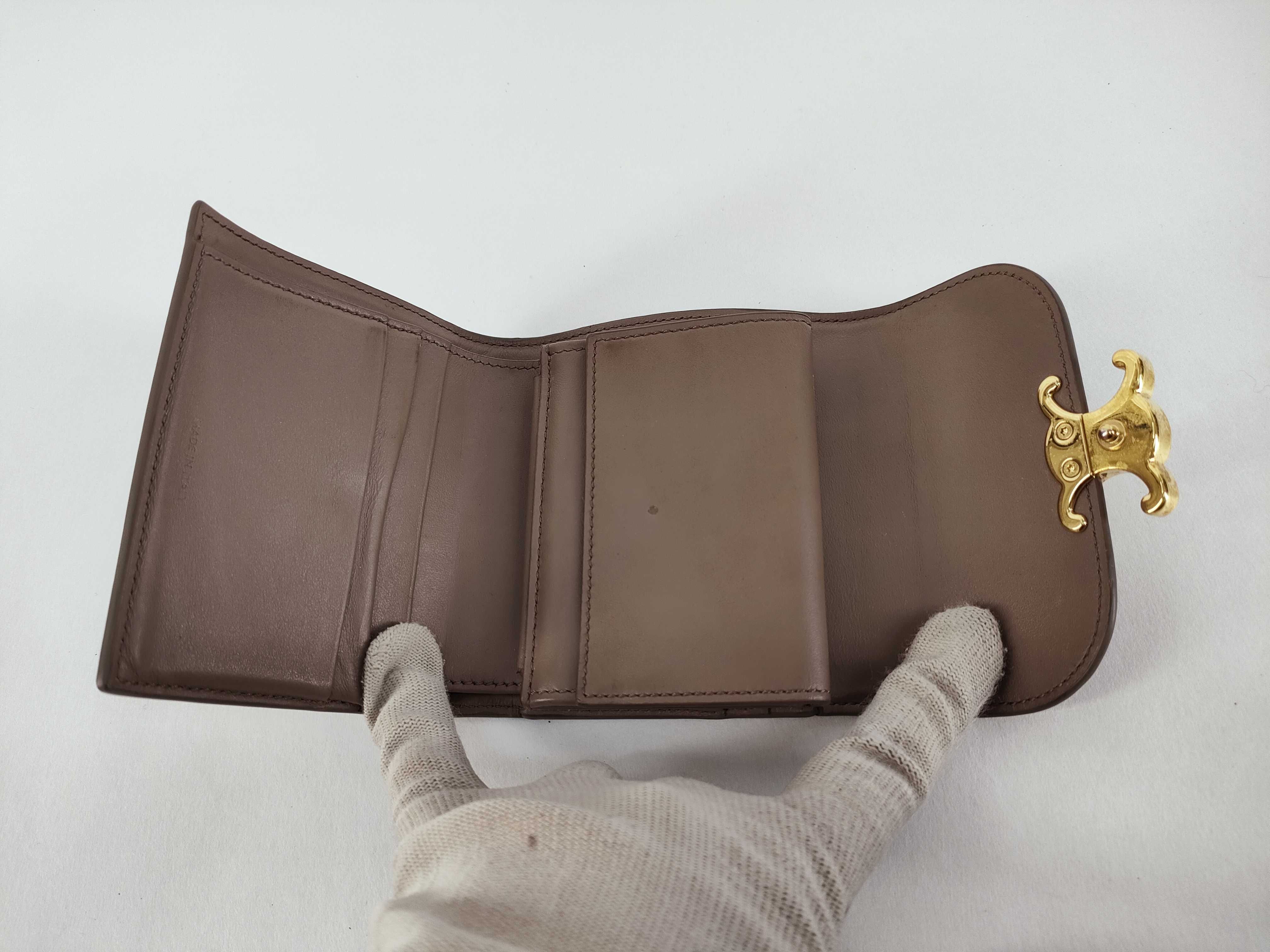 Triomphe Small Flap Wallet, Greige — view 11