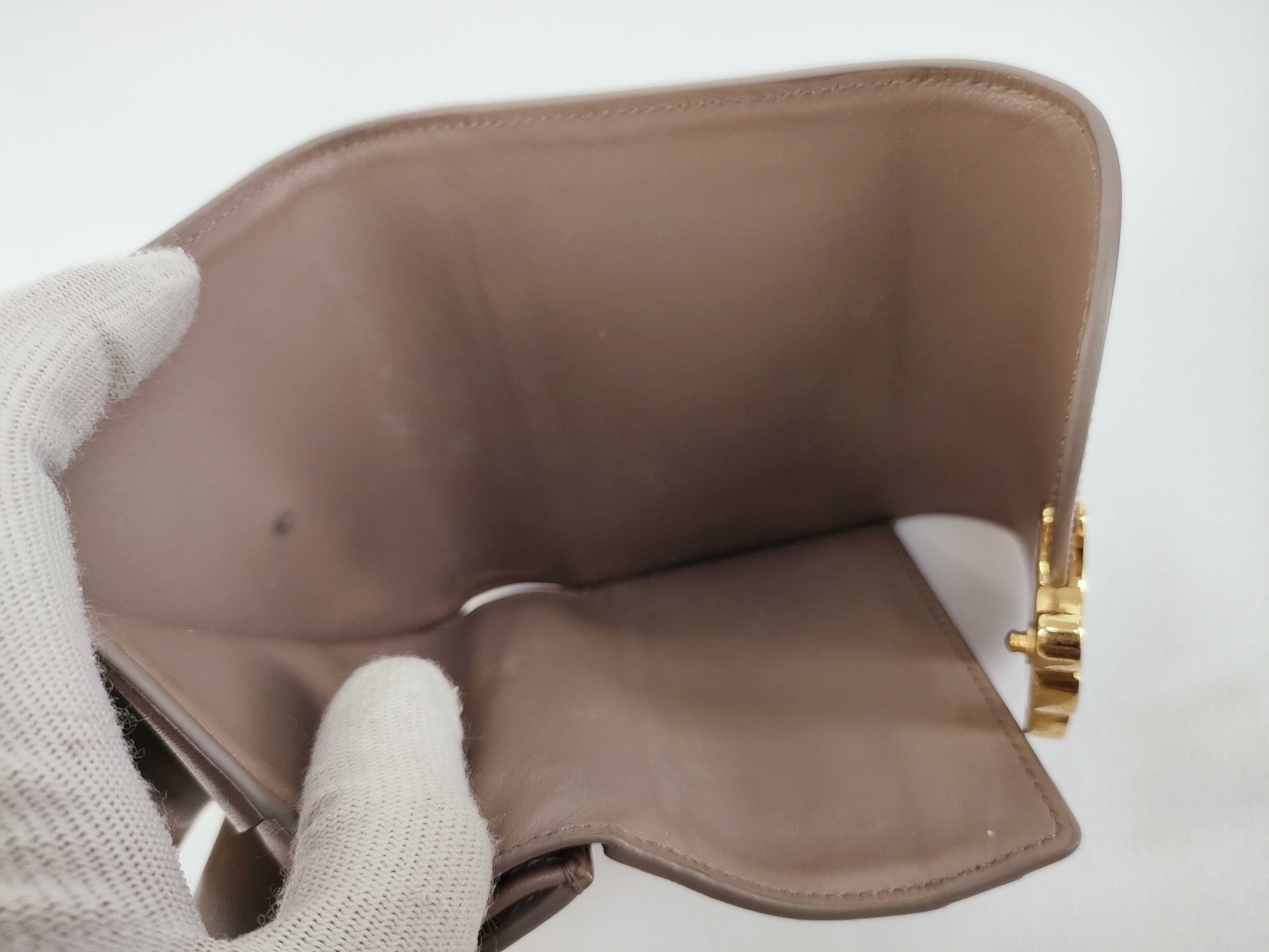 Triomphe Small Flap Wallet, Greige — view 12
