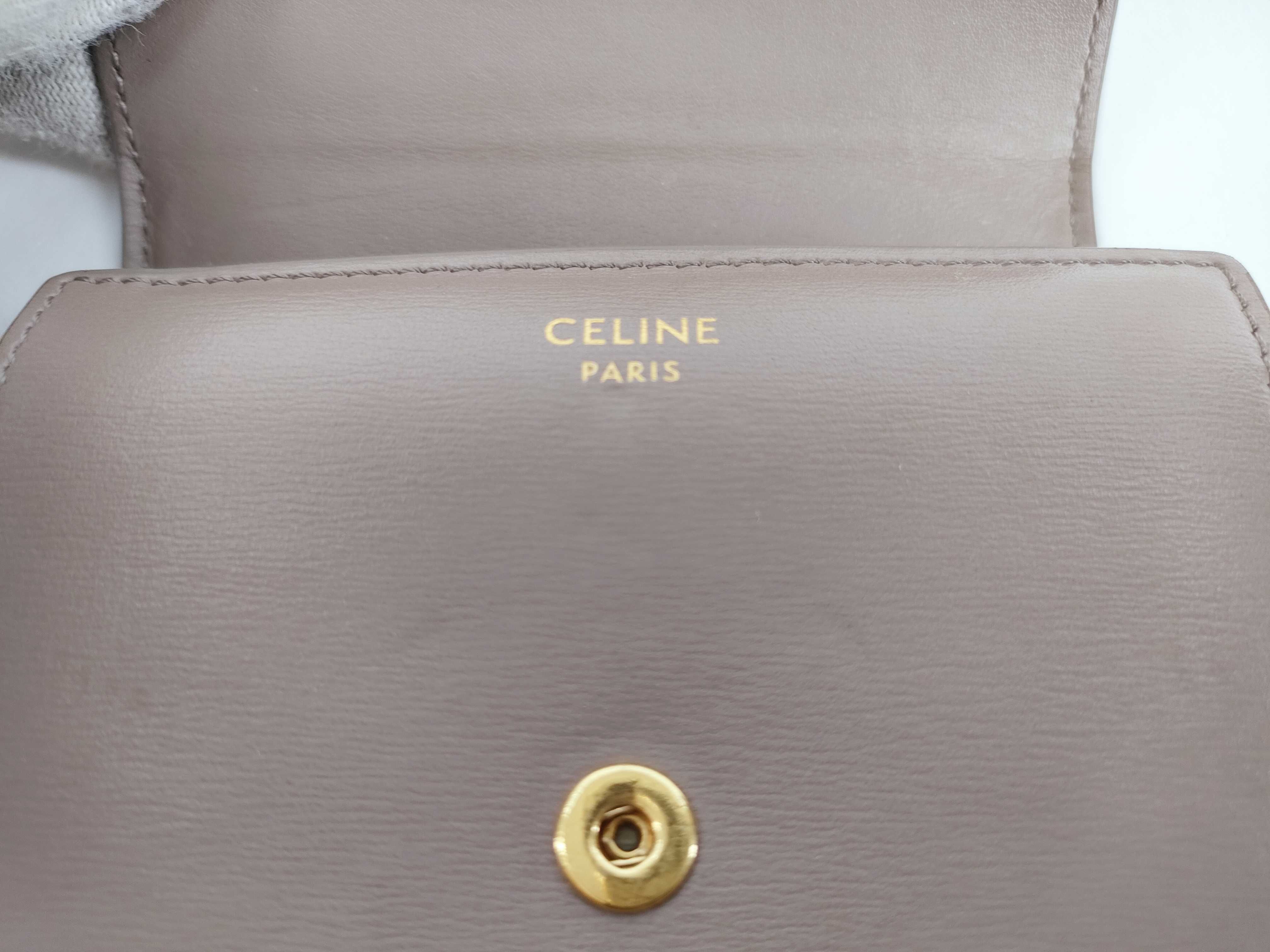 Triomphe Small Flap Wallet, Greige — view 15