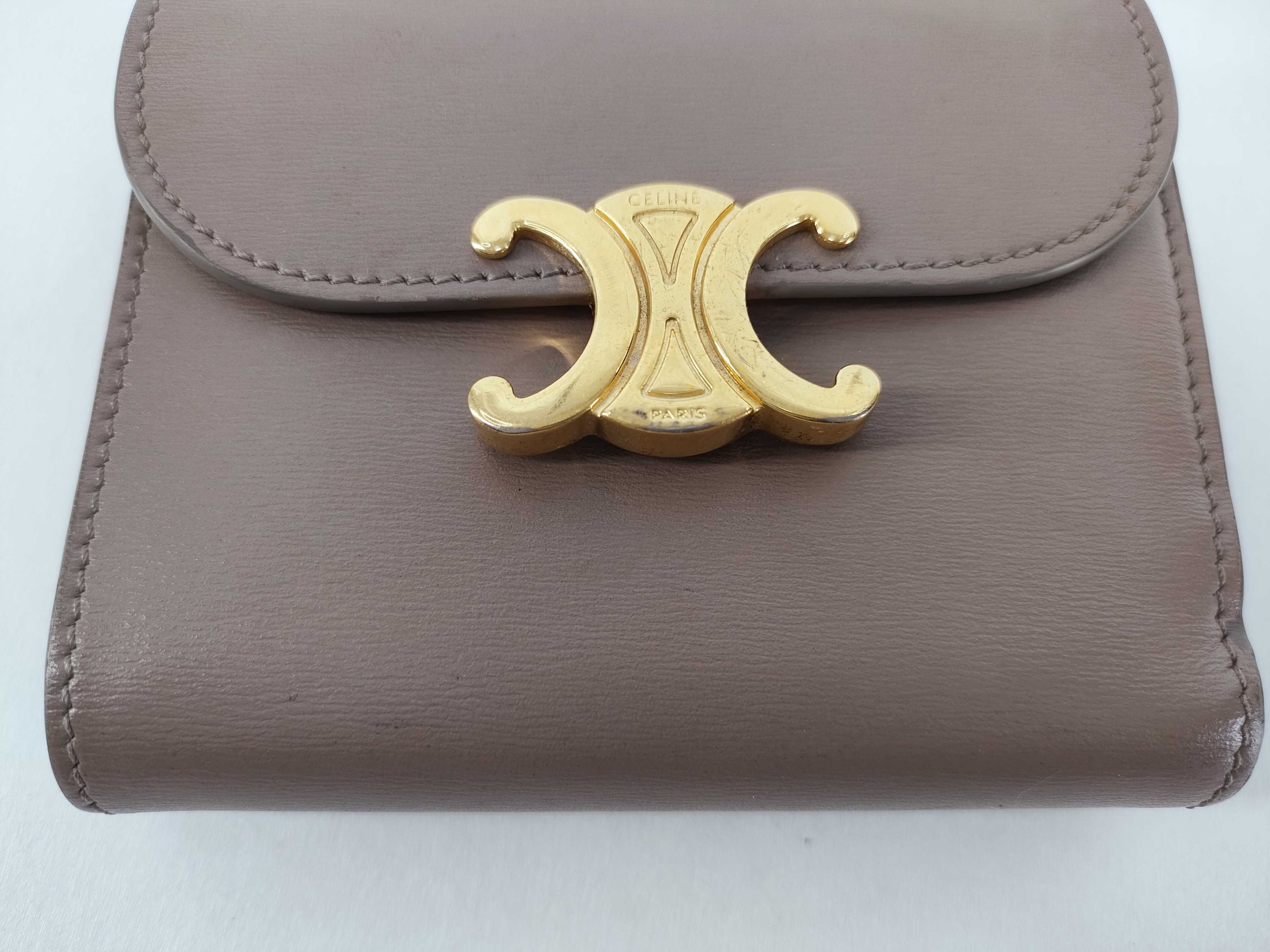 Triomphe Small Flap Wallet, Greige — view 8