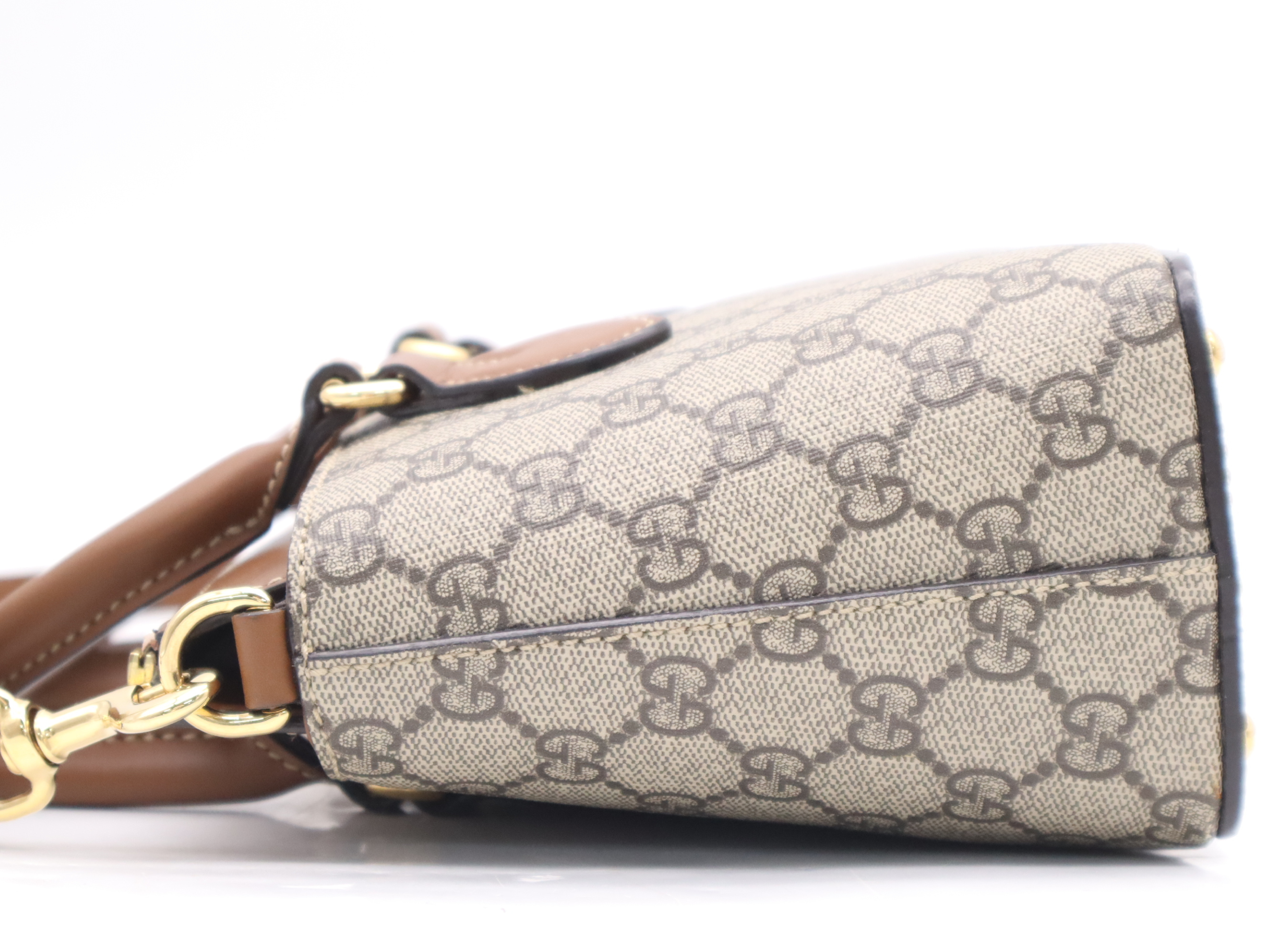 453177 GG Supreme GG Pattern Handbag with Shoulder Strap, Gray/Brown — view 3