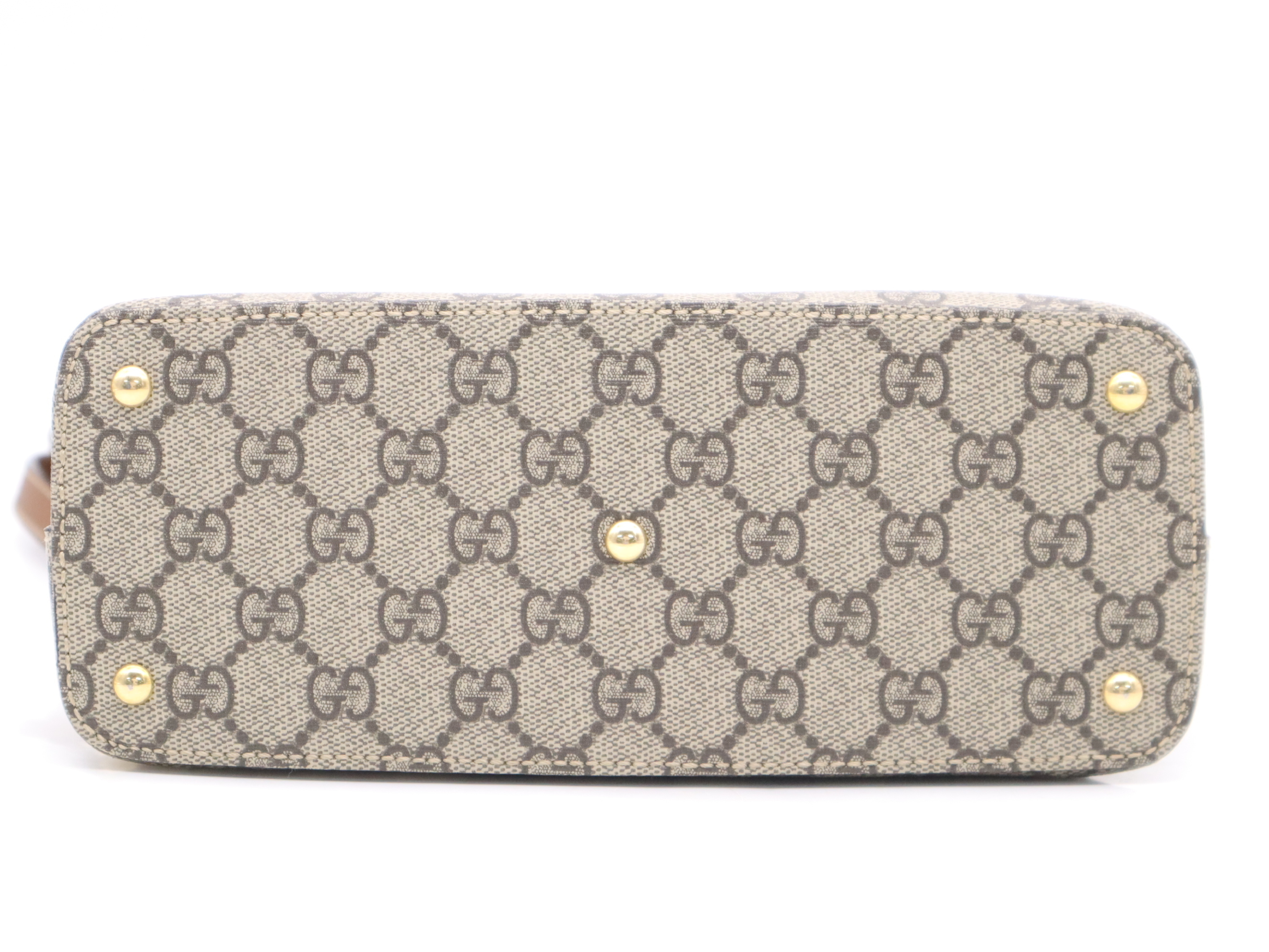453177 GG Supreme GG Pattern Handbag with Shoulder Strap, Gray/Brown — view 4