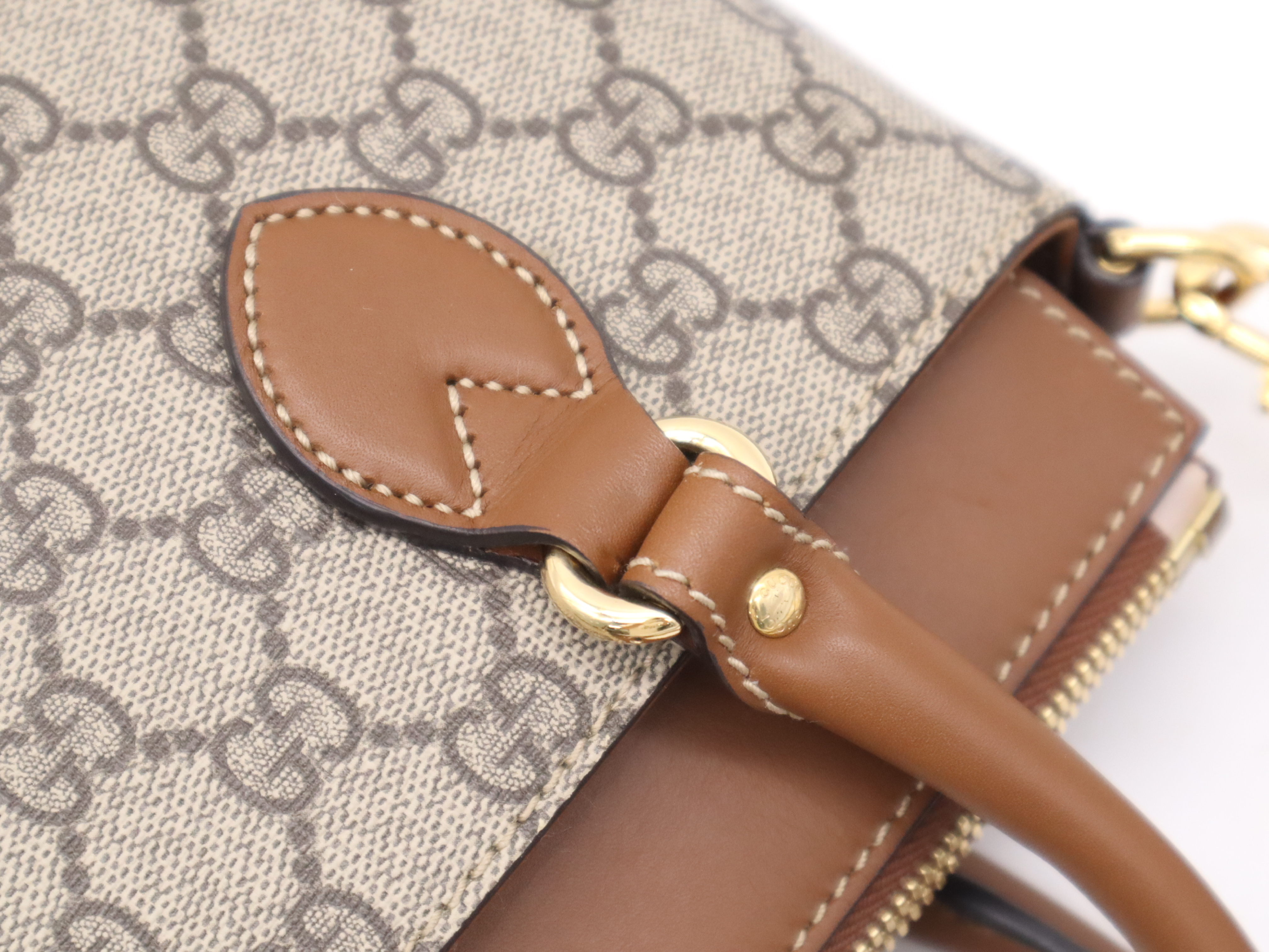 453177 GG Supreme GG Pattern Handbag with Shoulder Strap, Gray/Brown — view 8