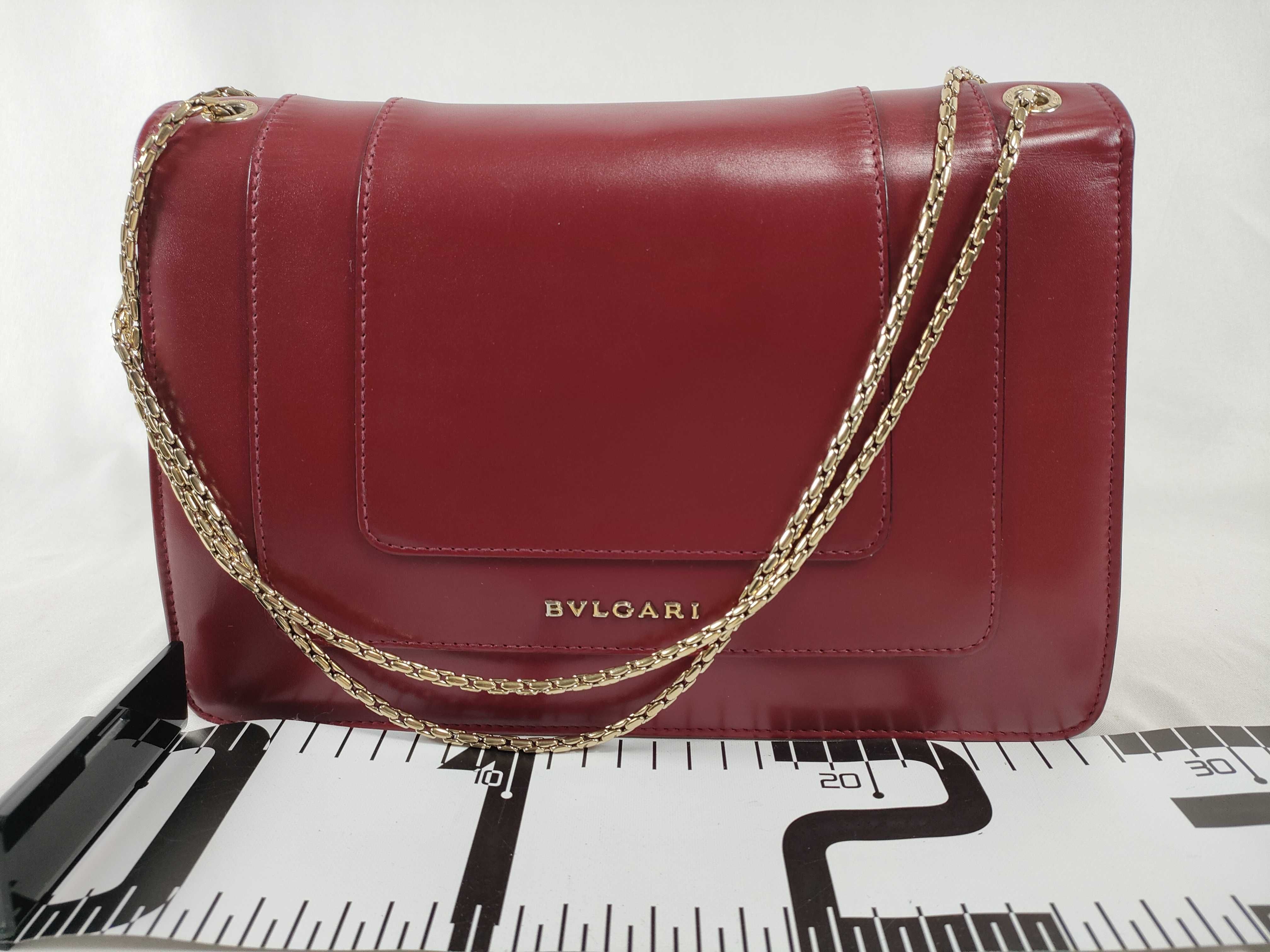Bulgari Serpenti Bicolor Leather Chain Shoulder Bag Red Shoulder Bag — view 2