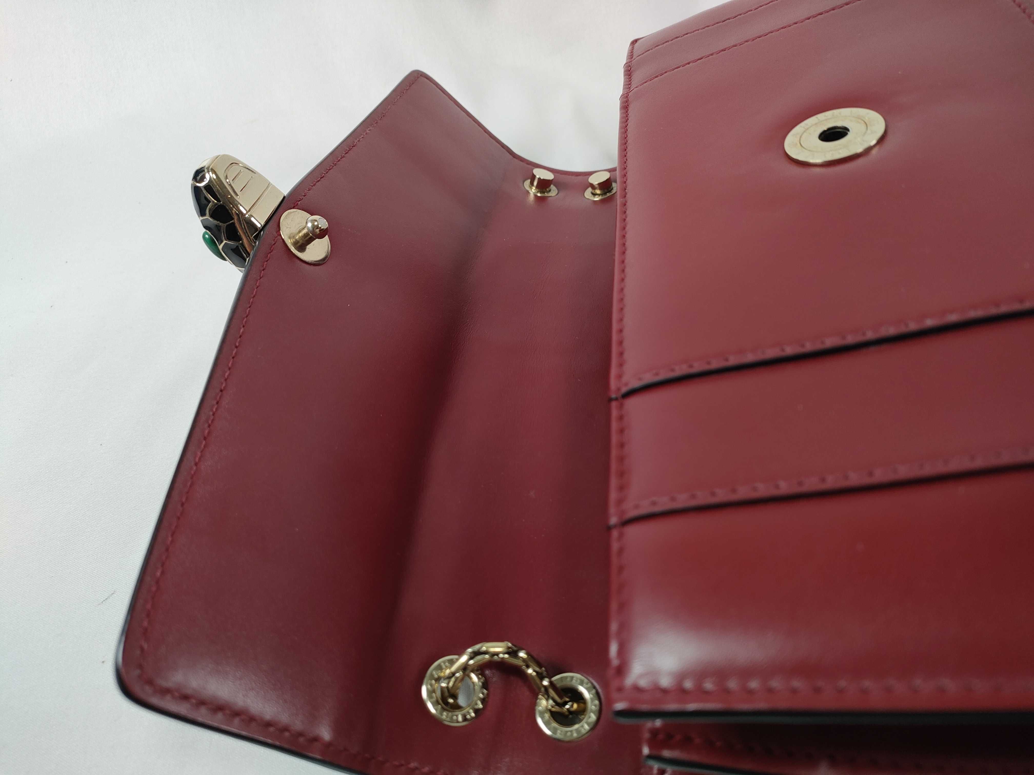Bulgari Serpenti Bicolor Leather Chain Shoulder Bag Red Shoulder Bag — view 8