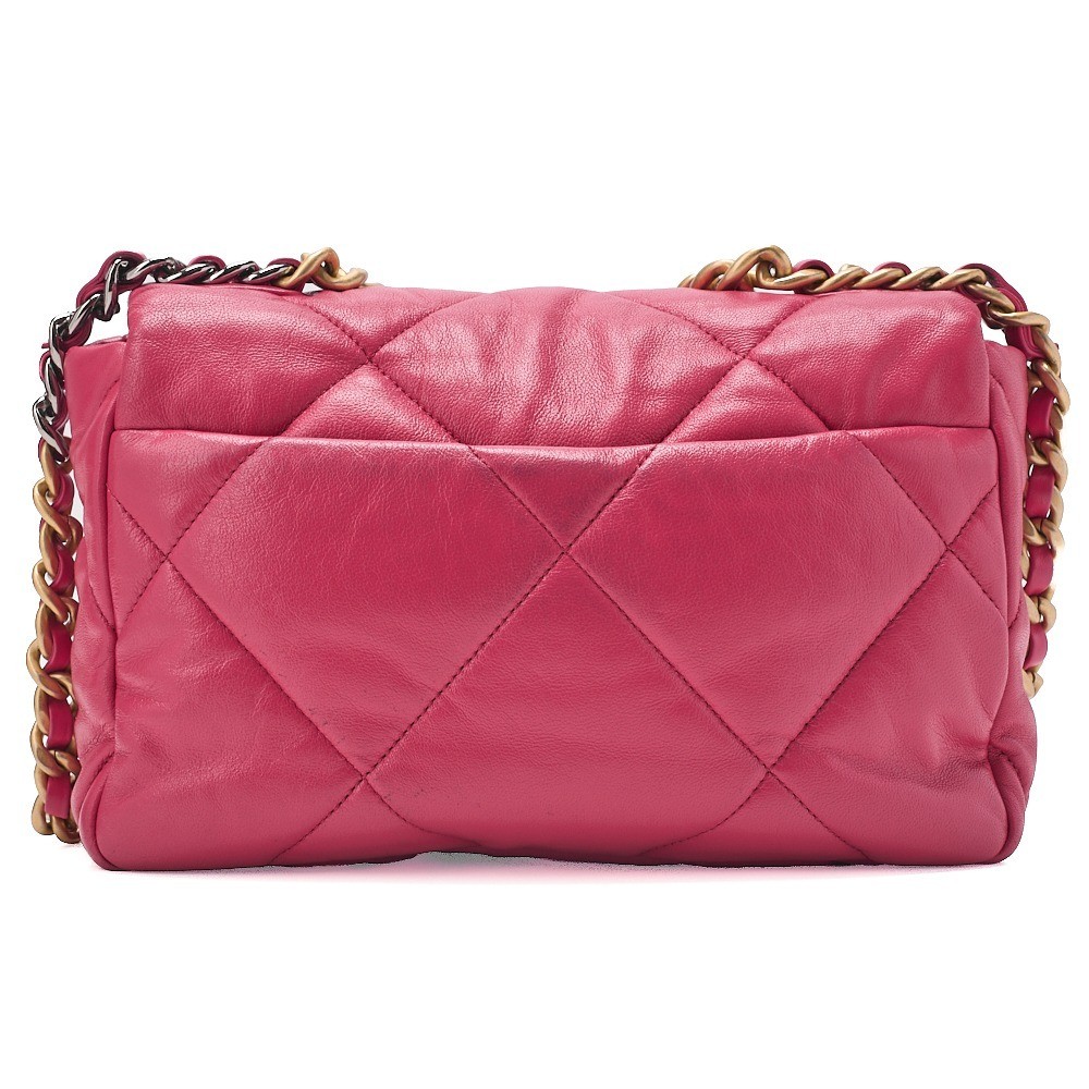 Lambskin Chanel 19 Chain Shoulder Bag, Pink — view 2
