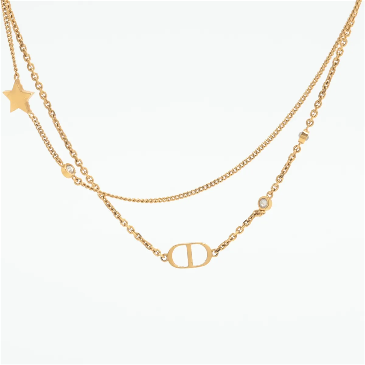 Petit CD necklace, gold-plated with rhinestones. Shows signs of wear, — view 2