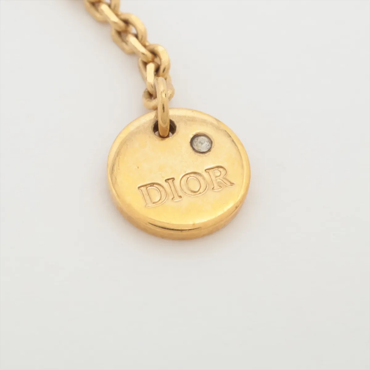 Petit CD necklace, gold-plated with rhinestones. Shows signs of wear, — view 4