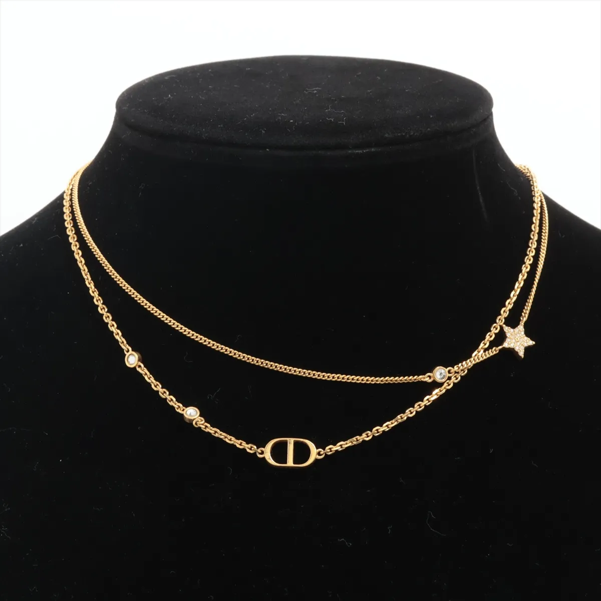 Petit CD necklace, gold-plated with rhinestones. Shows signs of wear, — view 5