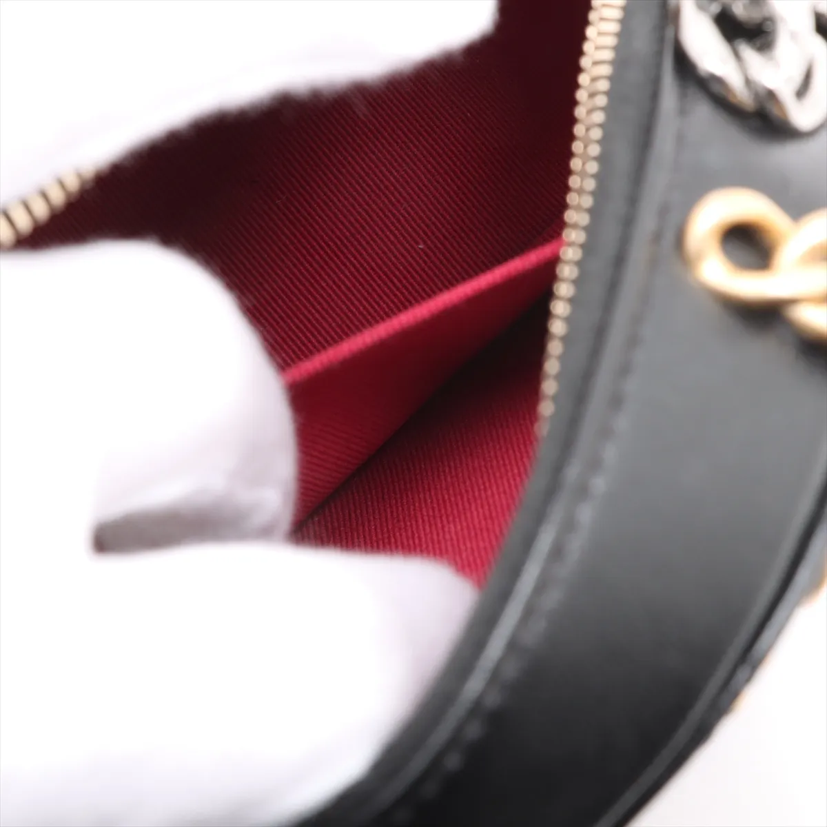 19 Lambskin Chain Shoulder Bag Round Black Gold x Silver Hardware Random Serial — view 11