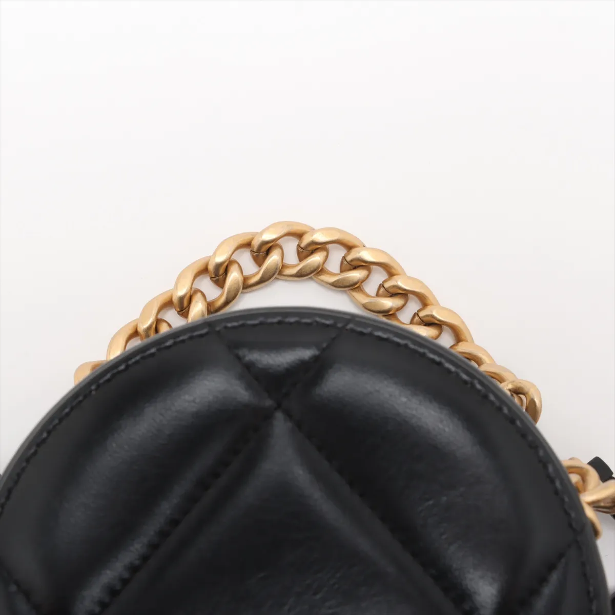 19 Lambskin Chain Shoulder Bag Round Black Gold x Silver Hardware Random Serial — view 6