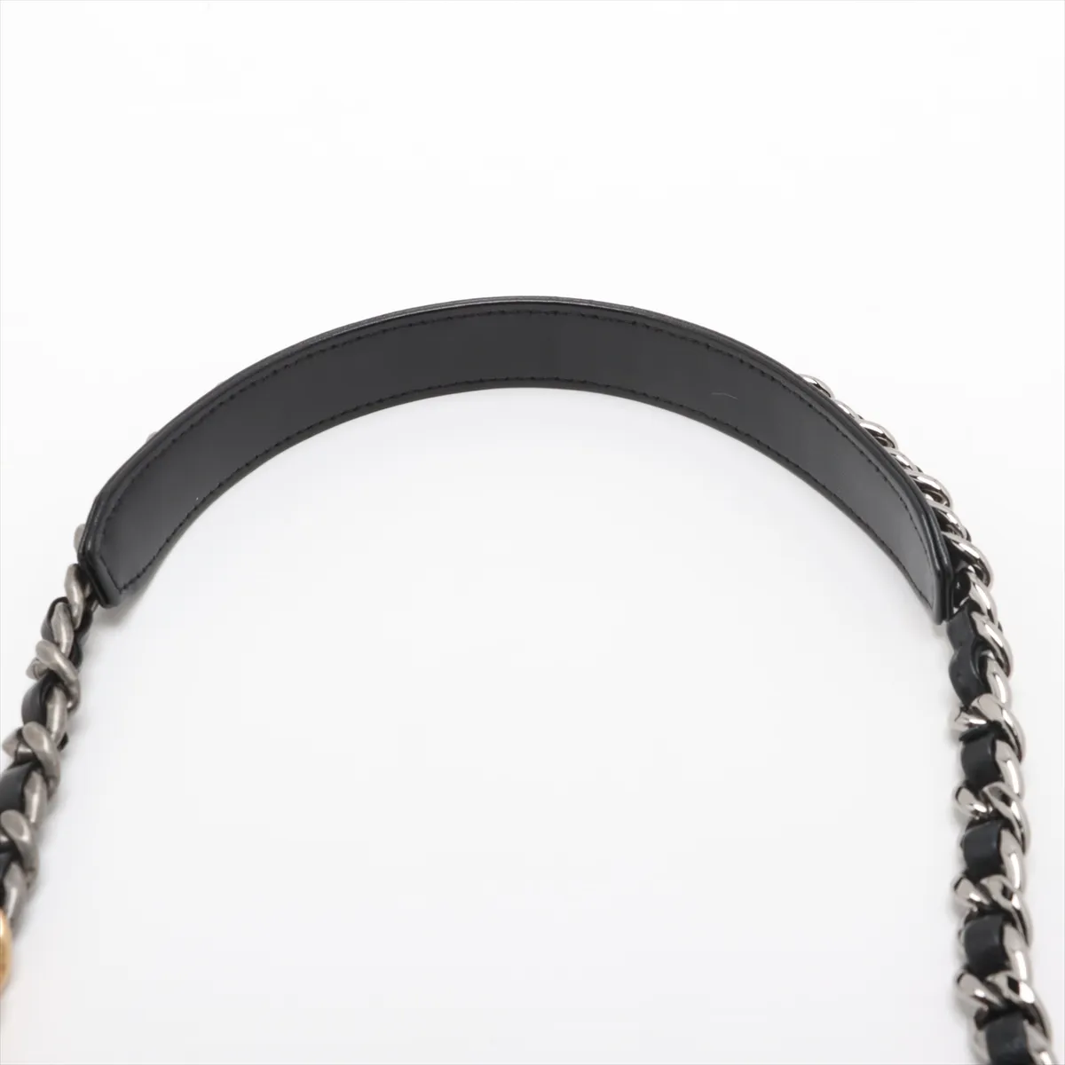 19 Lambskin Chain Shoulder Bag Round Black Gold x Silver Hardware Random Serial — view 8