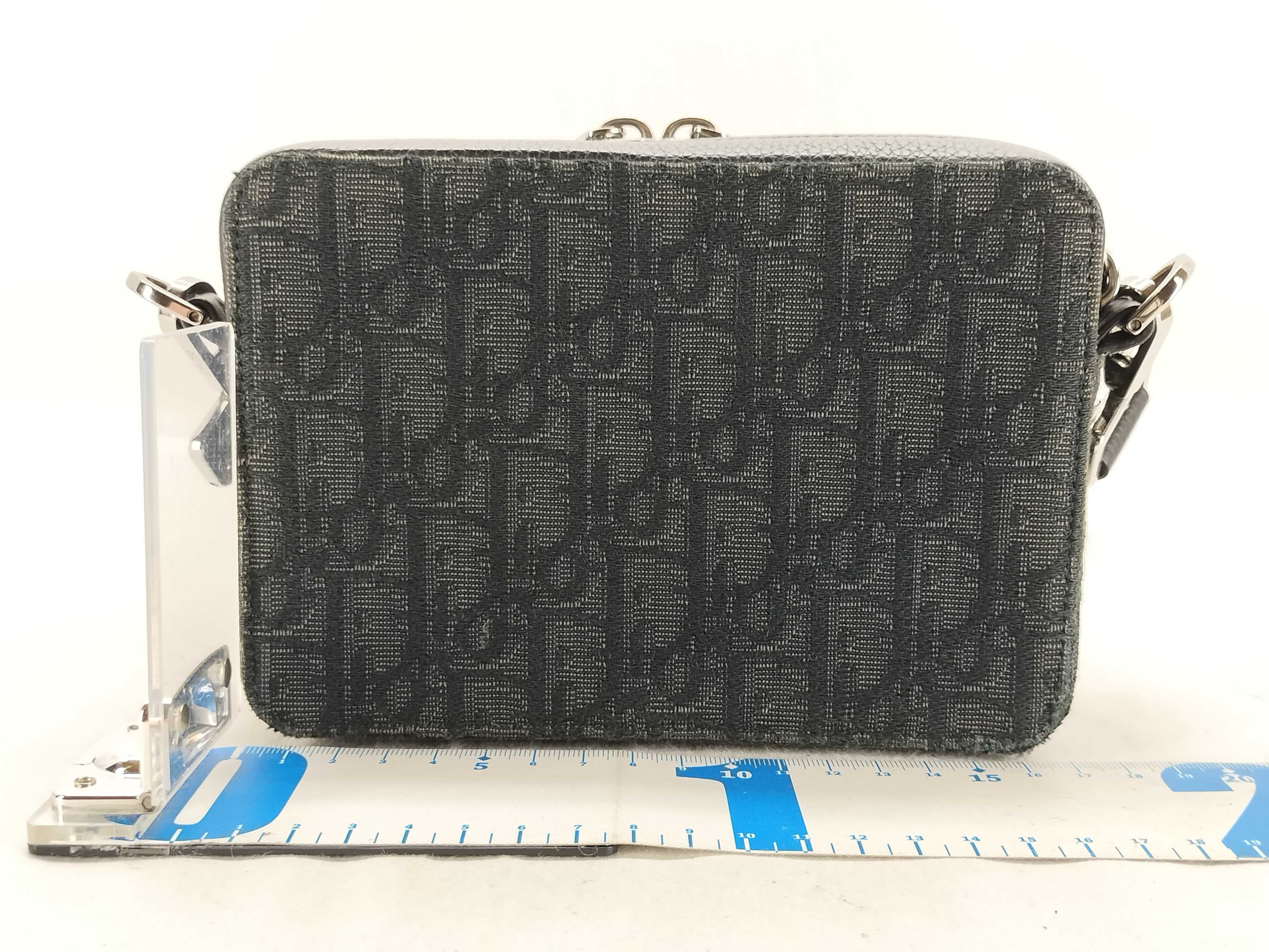 Trotter Christian Dior Oblique Jacquard Shoulder Bag, Gray x Black — view 2