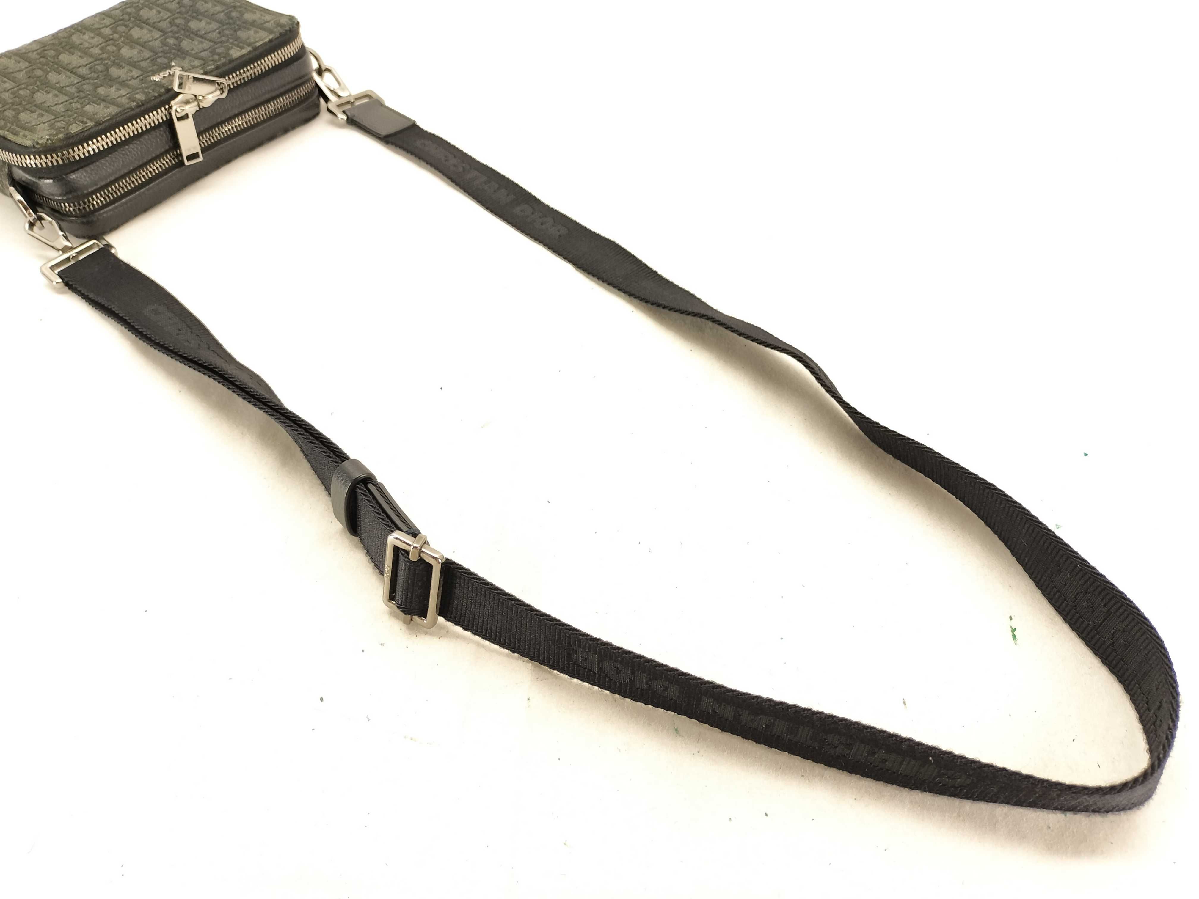 Trotter Christian Dior Oblique Jacquard Shoulder Bag, Gray x Black — view 3