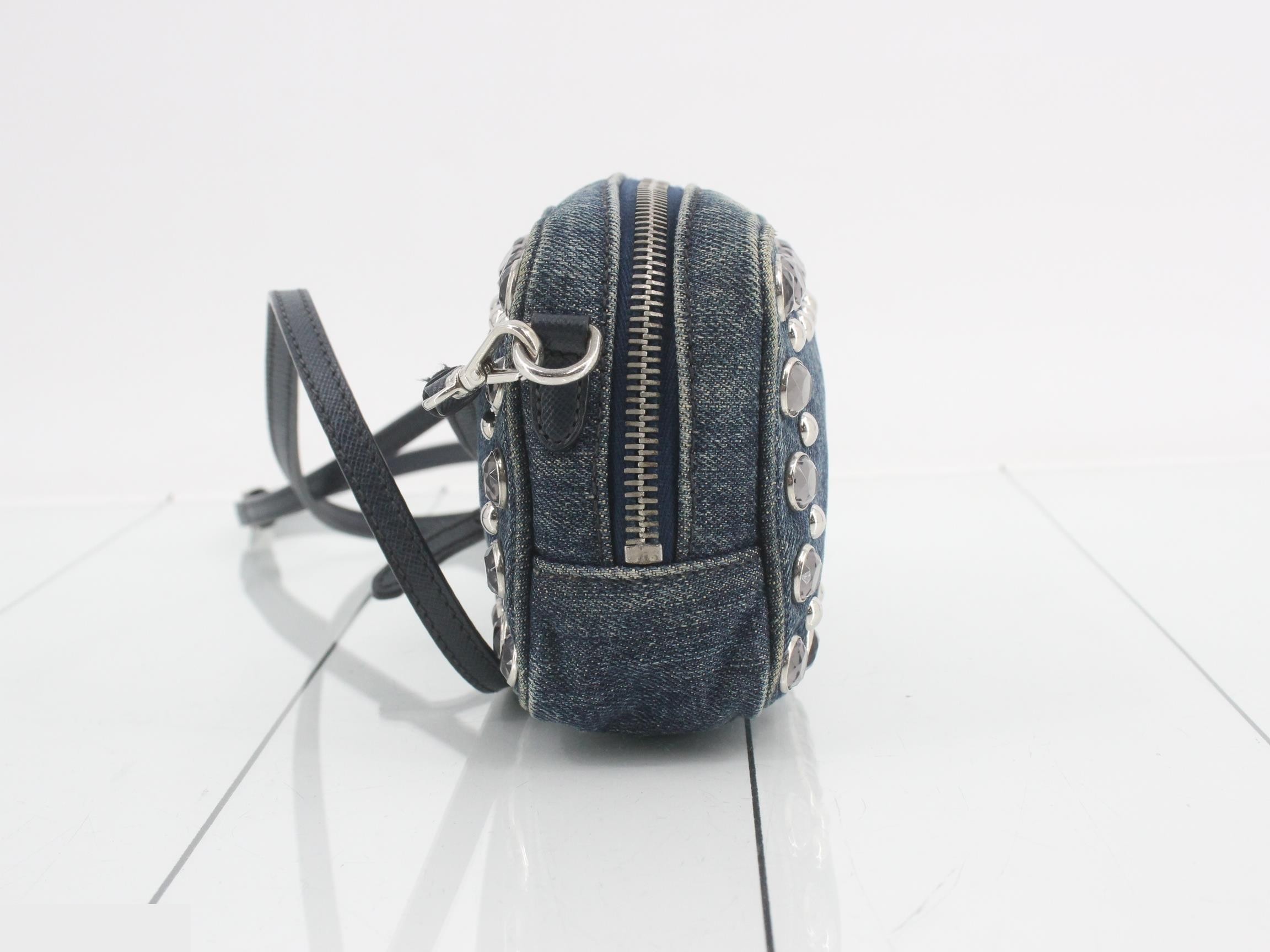Denim studded shoulder bag — view 3