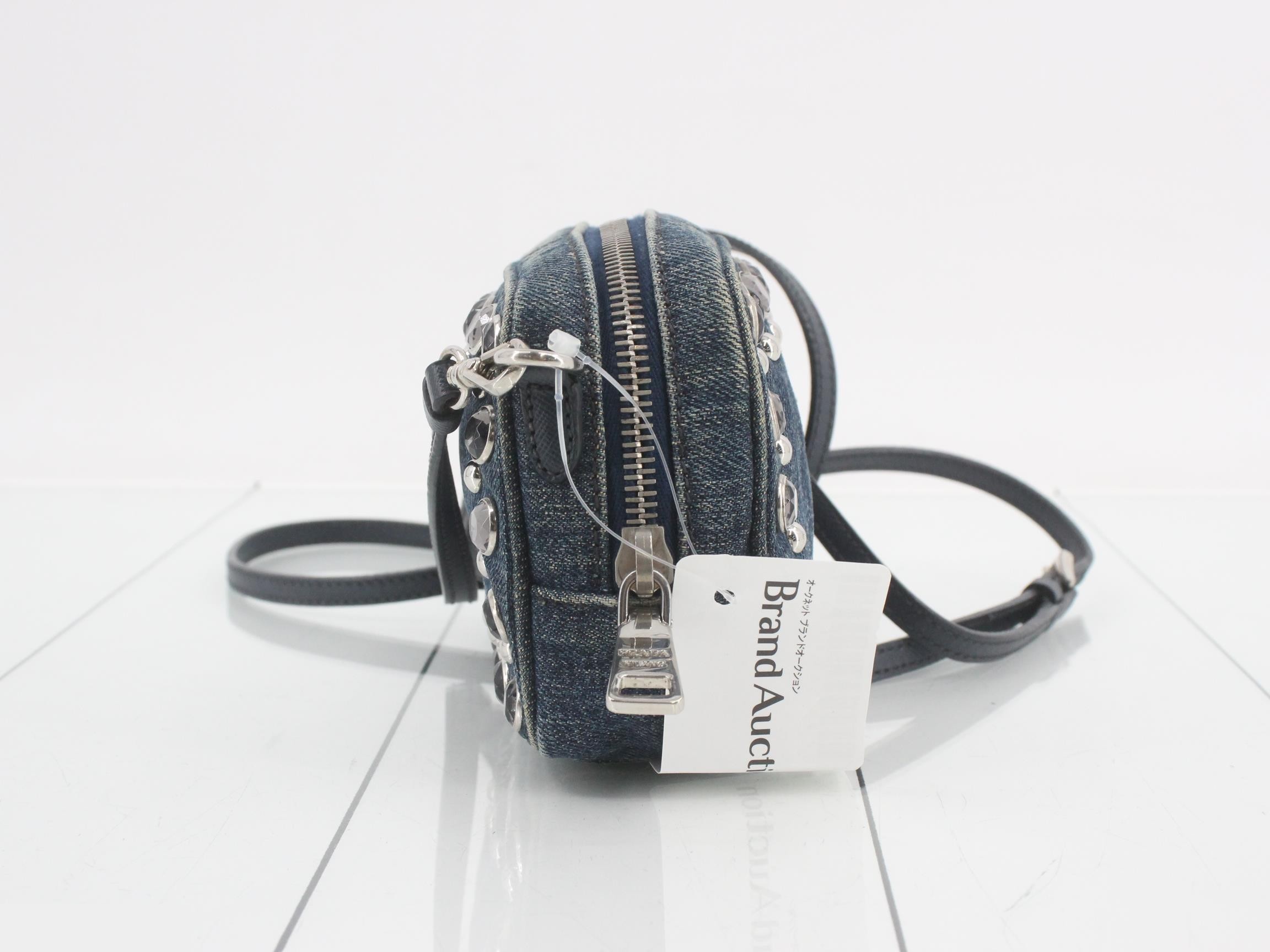 Denim studded shoulder bag — view 4