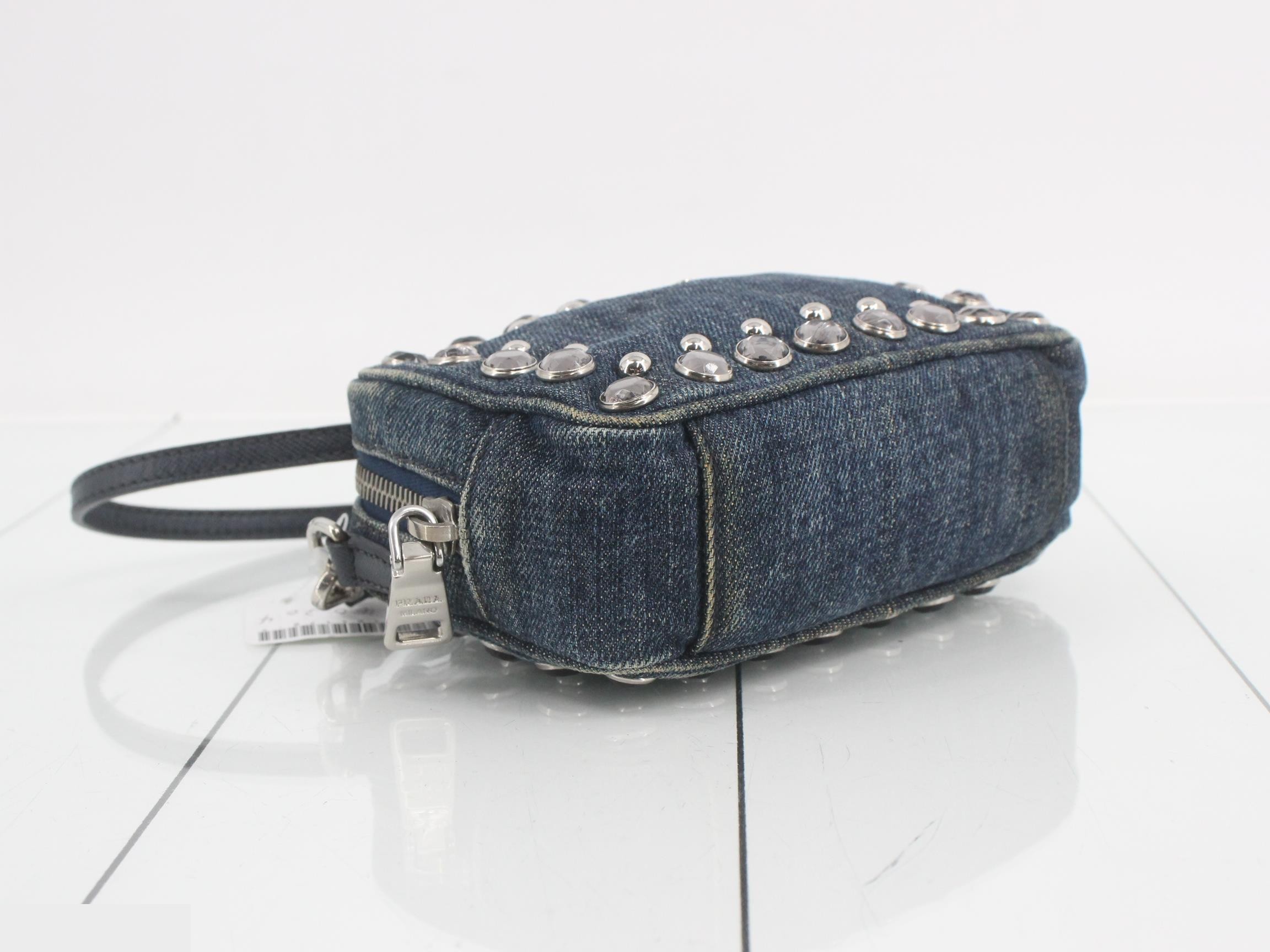 Denim studded shoulder bag — view 5