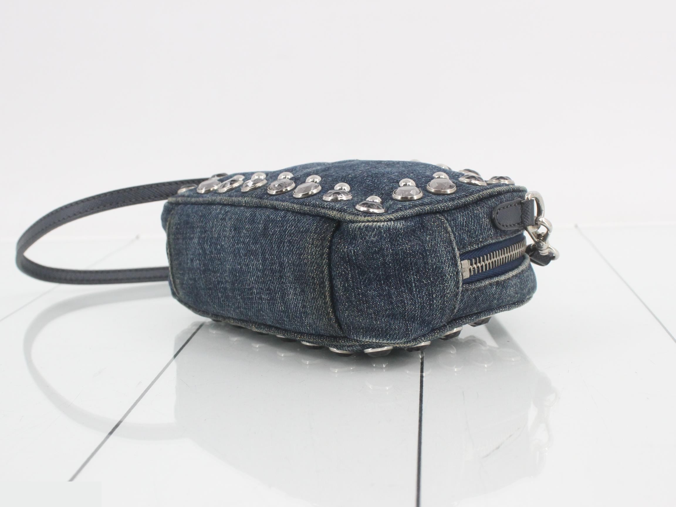 Denim studded shoulder bag — view 6