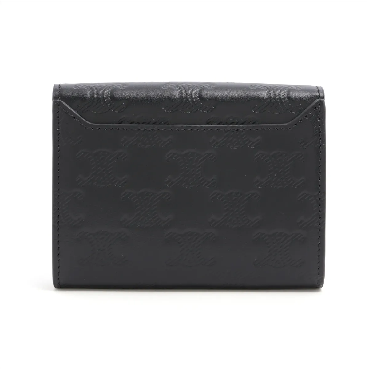 Triomphe Leather Card Case, Black — view 2