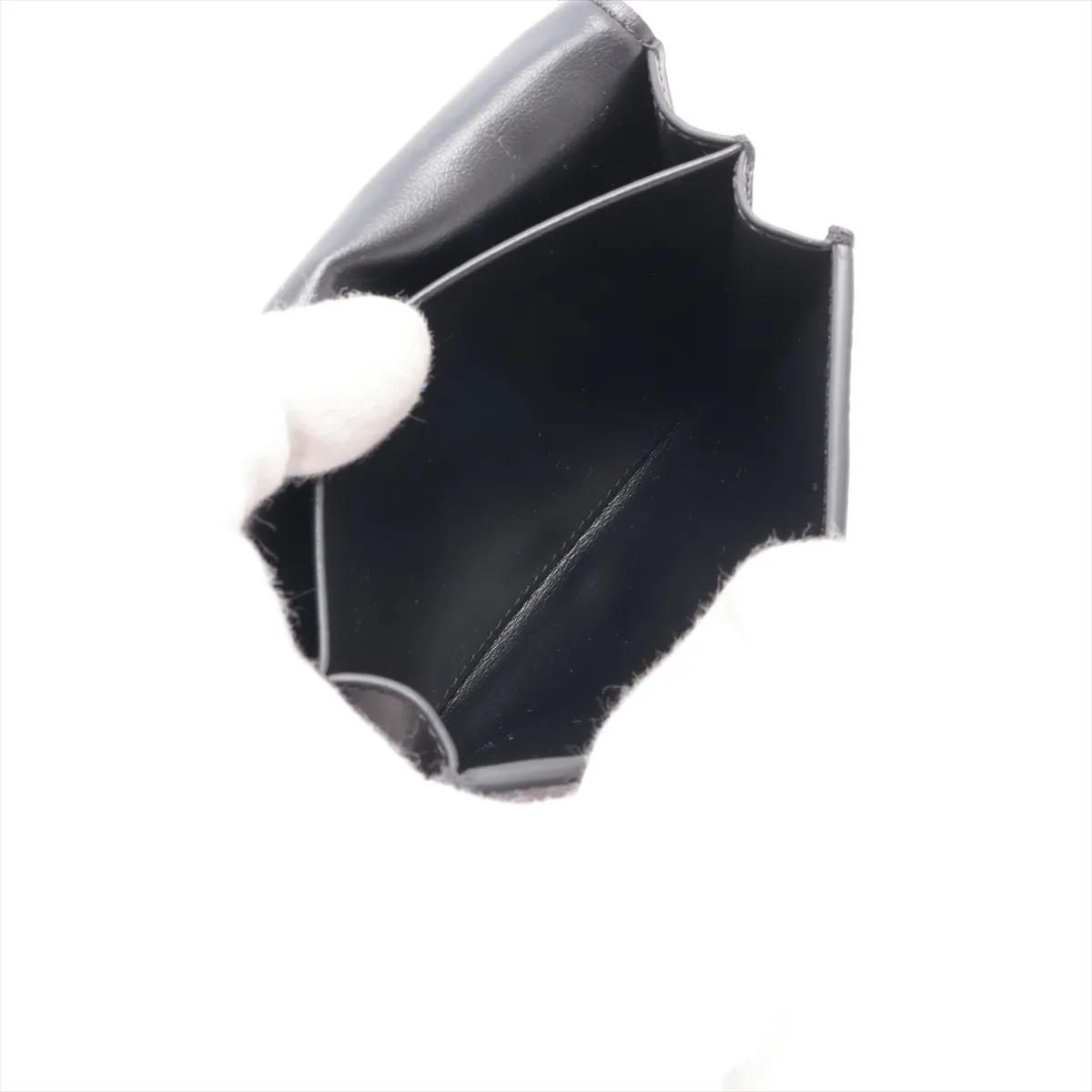 Triomphe Leather Card Case, Black — view 5