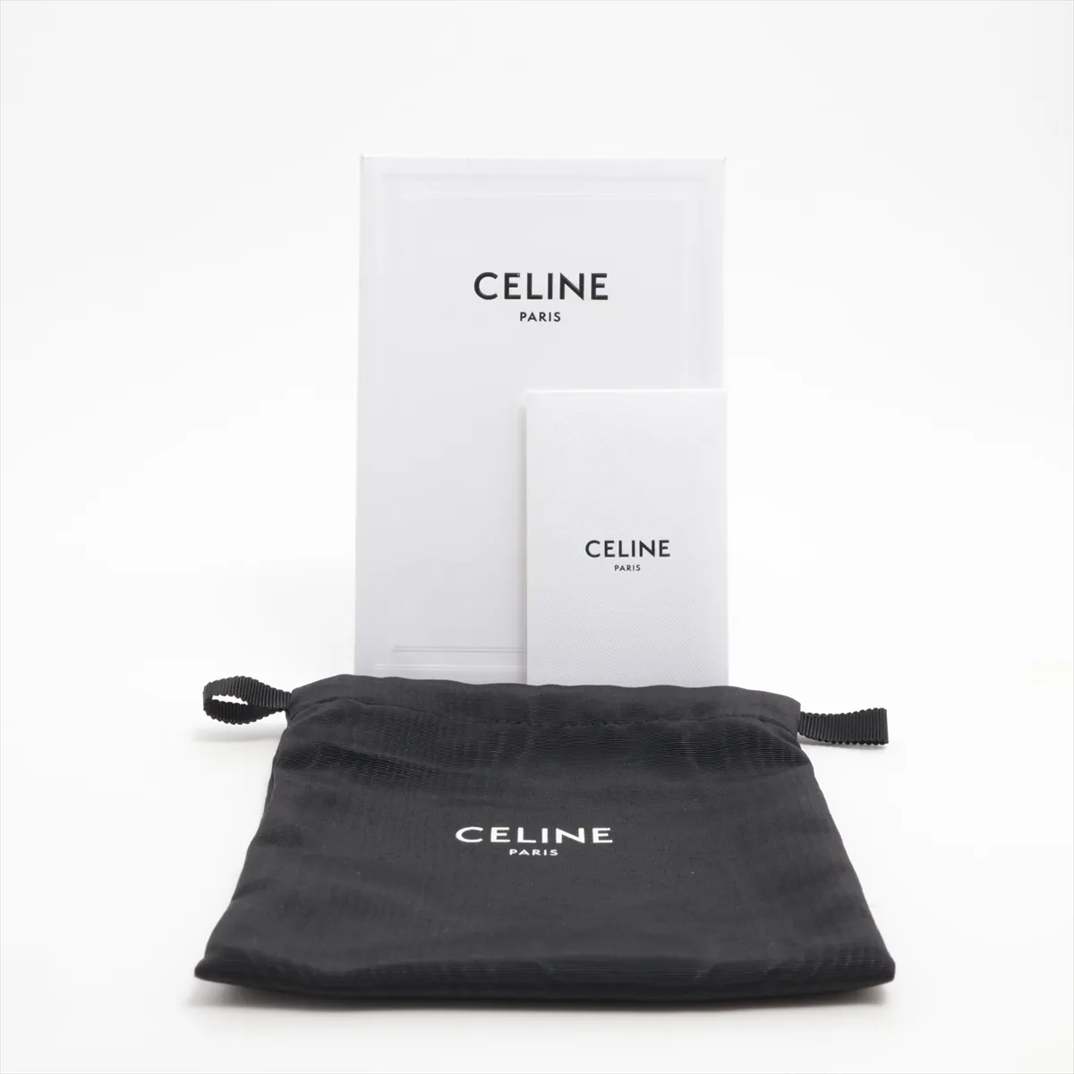Triomphe Leather Card Case, Black — view 7