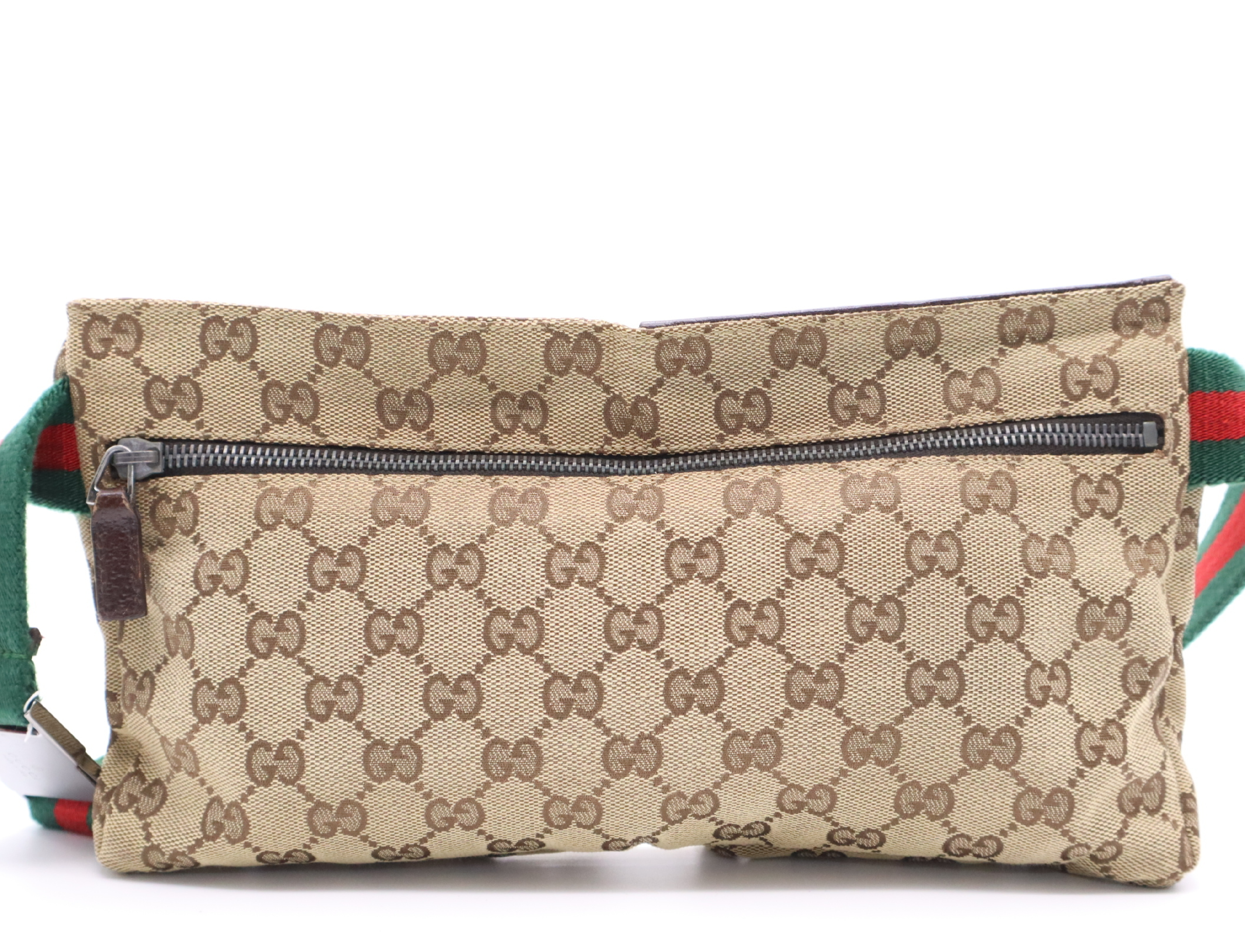 28566 GG Canvas x Leather Waist Bag Body Bag Beige Brown Waist Bag — view 2