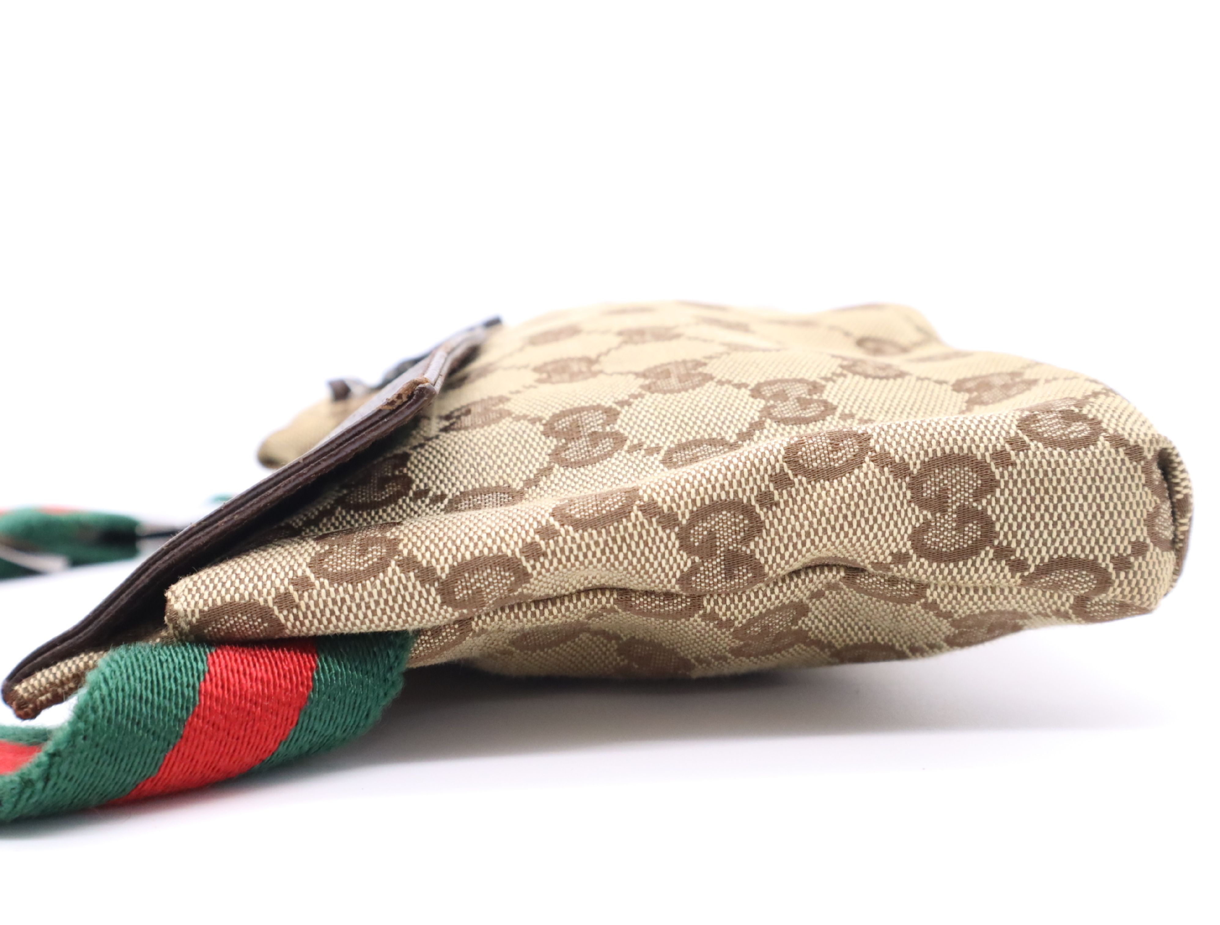28566 GG Canvas x Leather Waist Bag Body Bag Beige Brown Waist Bag — view 3