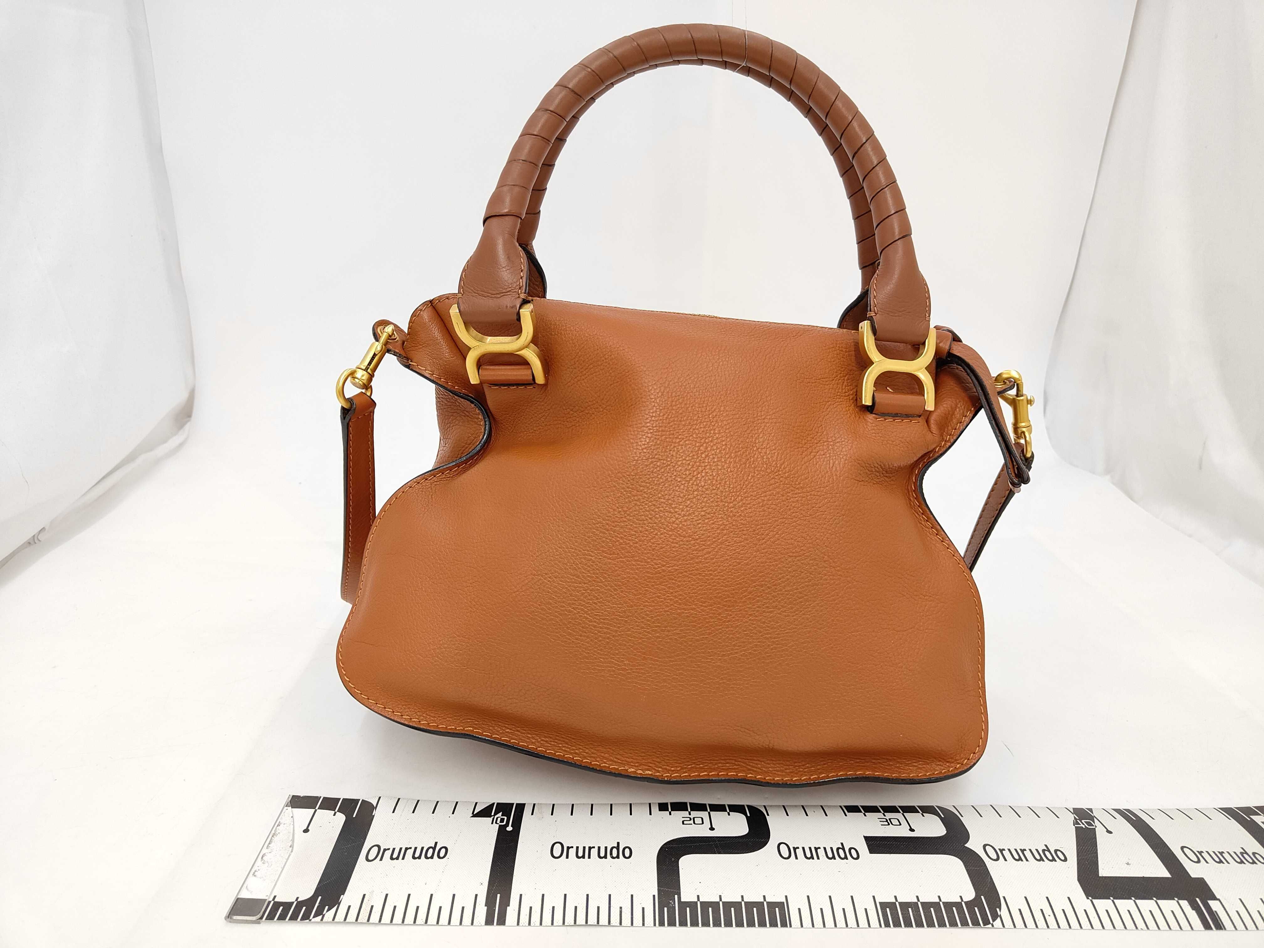 Marcie Leather Camel Shoulder Bag with Shoulder Strap — view 2
