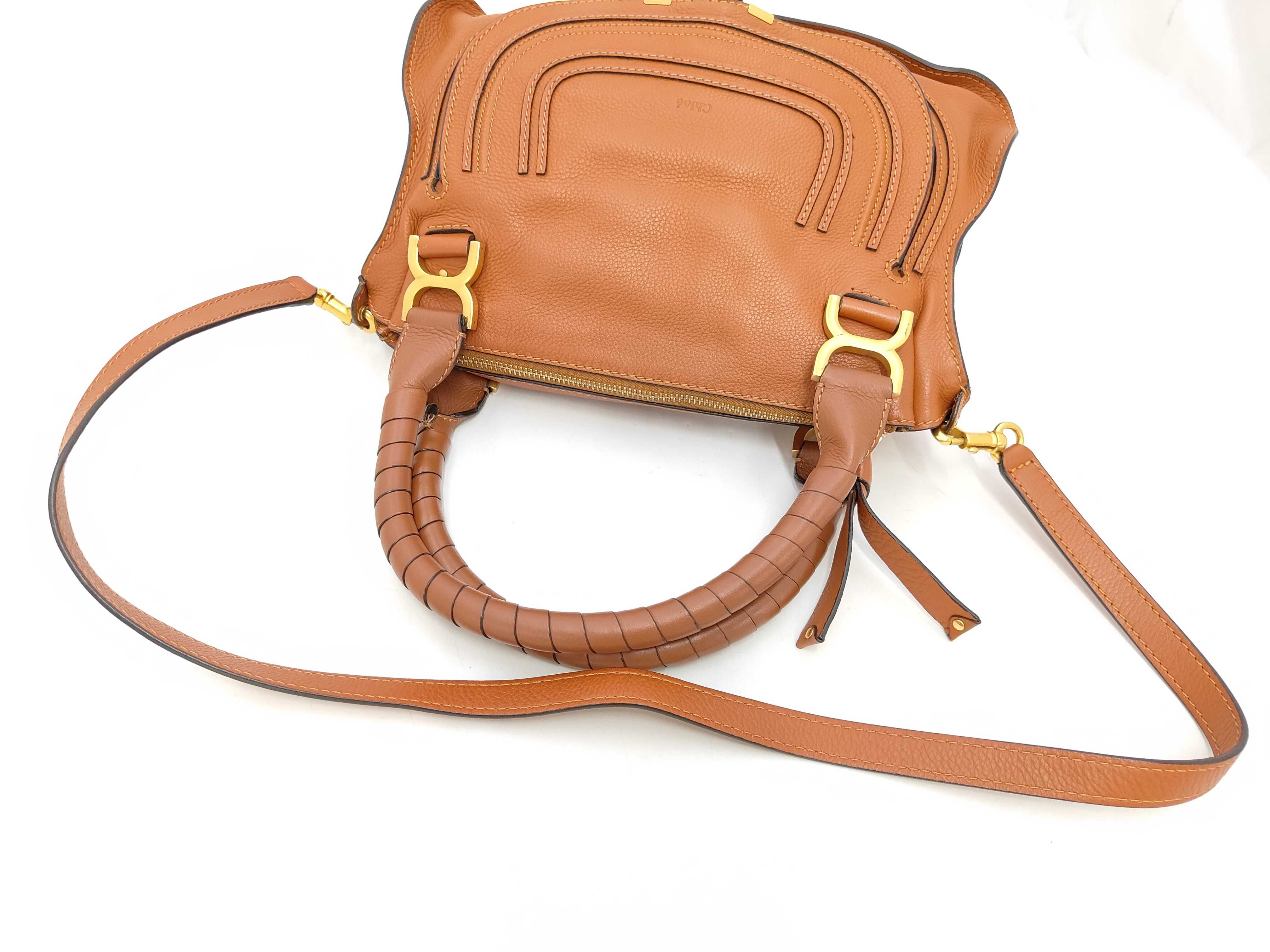 Marcie Leather Camel Shoulder Bag with Shoulder Strap — view 5