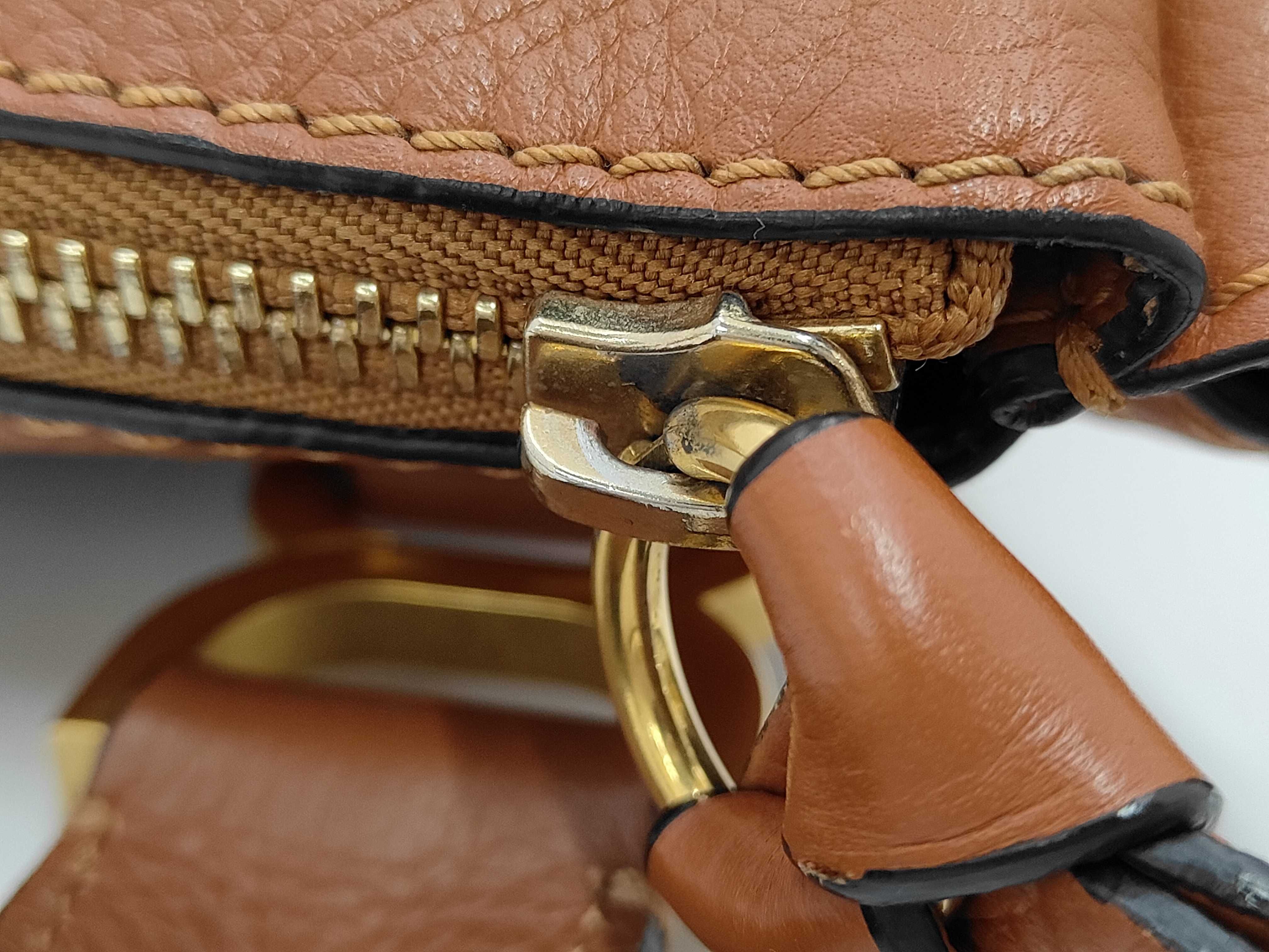 Marcie Leather Camel Shoulder Bag with Shoulder Strap — view 8