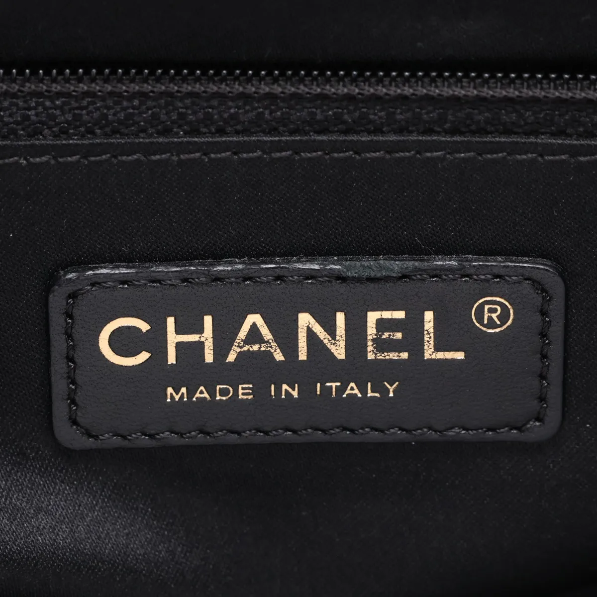 GST Caviar Skin Chain Tote Bag, Black with Gold Hardware, 16074660, Serial Number 16 — view 13
