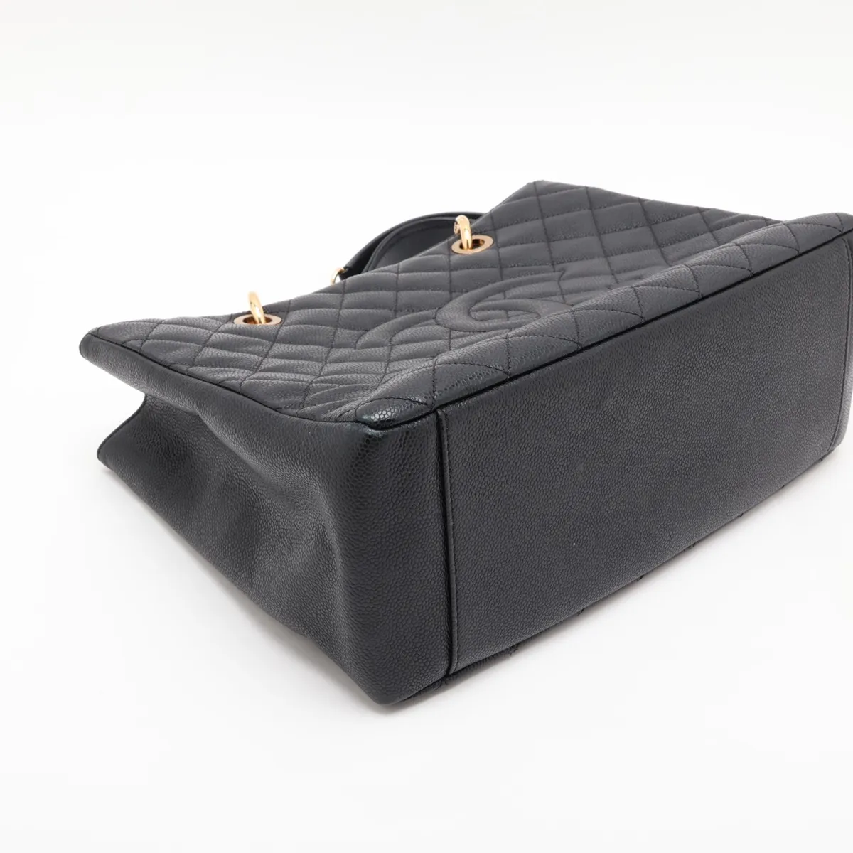 GST Caviar Skin Chain Tote Bag, Black with Gold Hardware, 16074660, Serial Number 16 — view 4