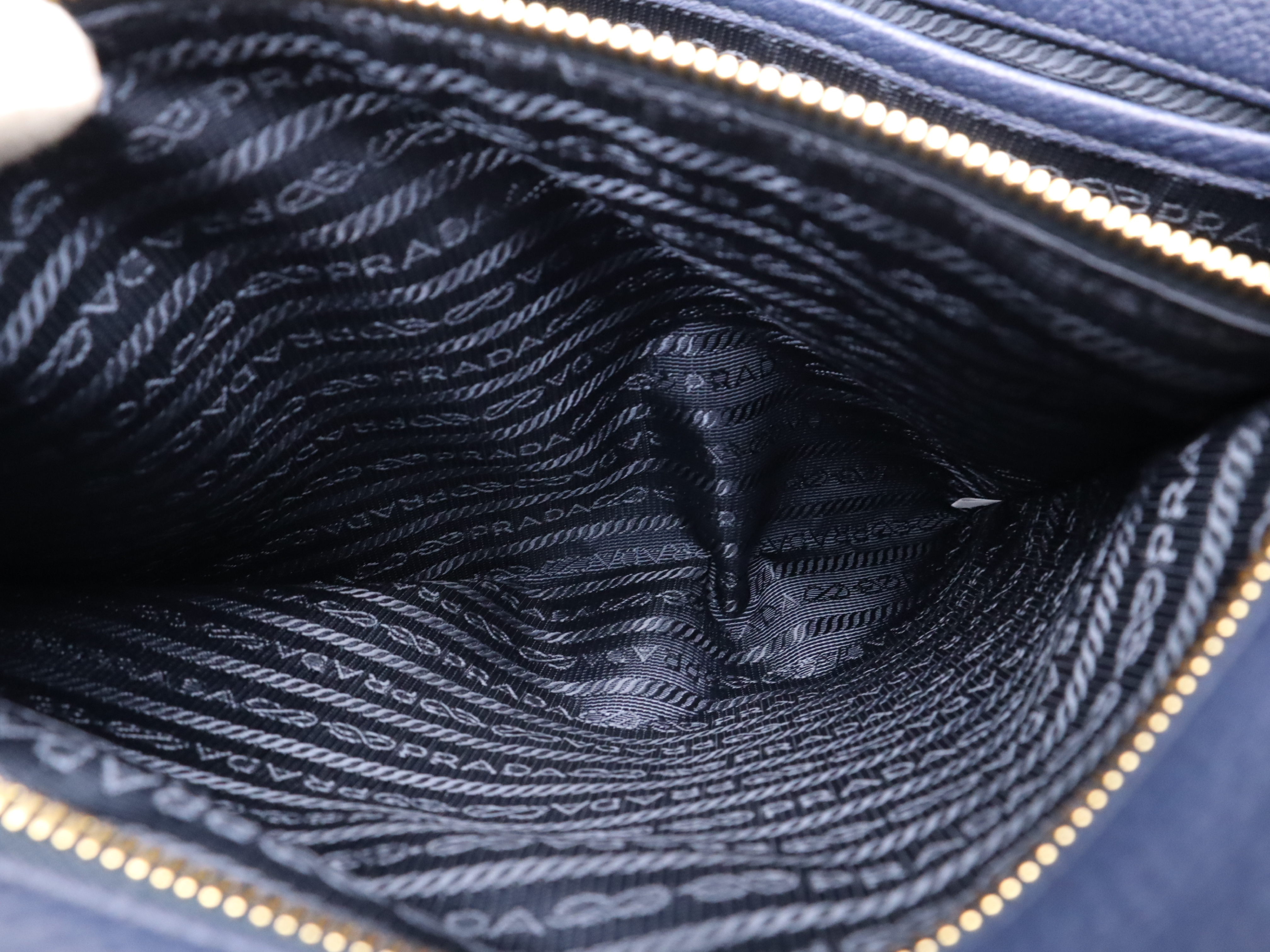 Leather 2-Way Tote Bag, Blue, Gold Hardware, with Shoulder Strap and Name Tag, Handbag — view 12